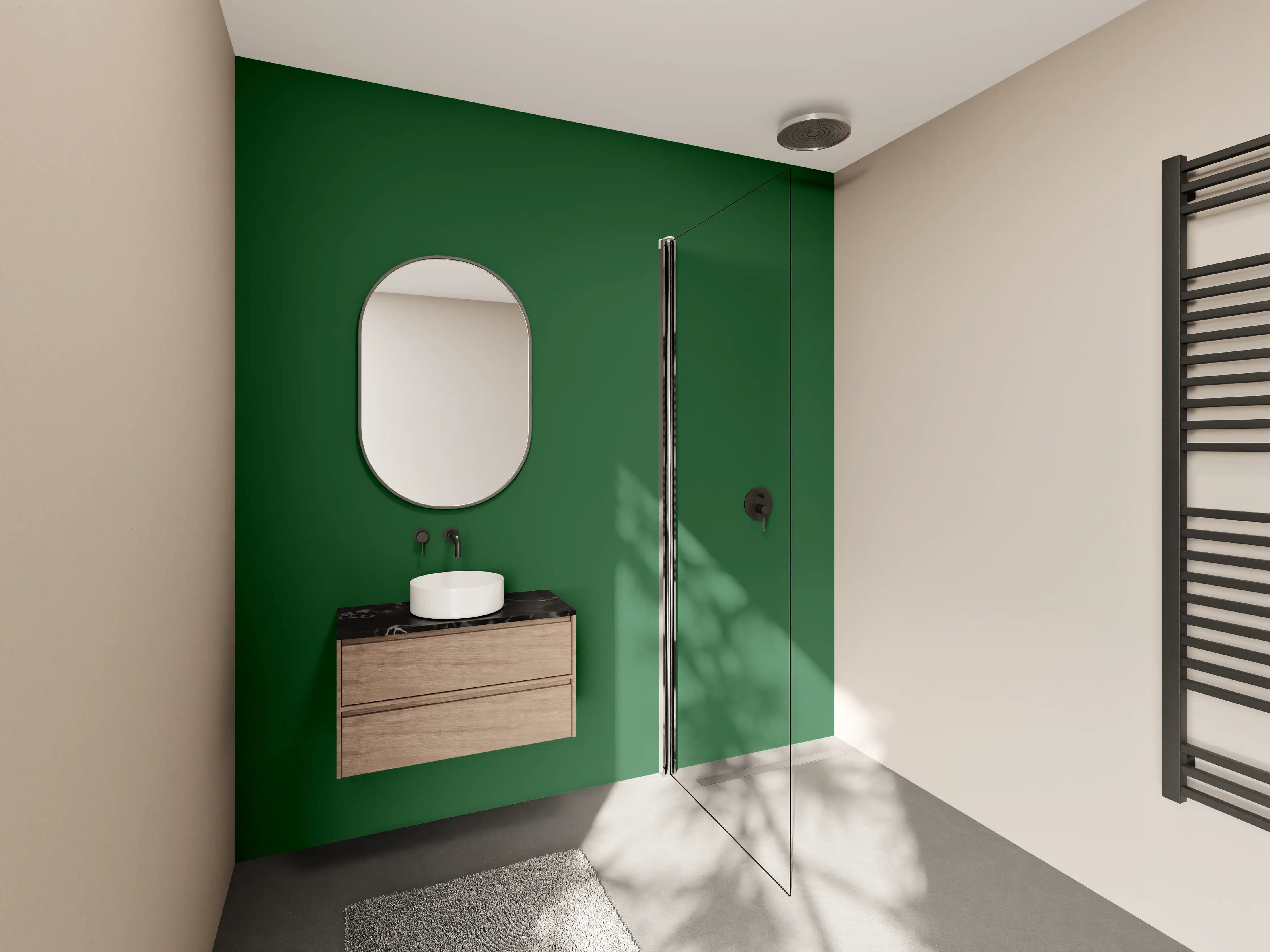 Wandverkleidung Bad - RAL 6035 (Perlgrün)