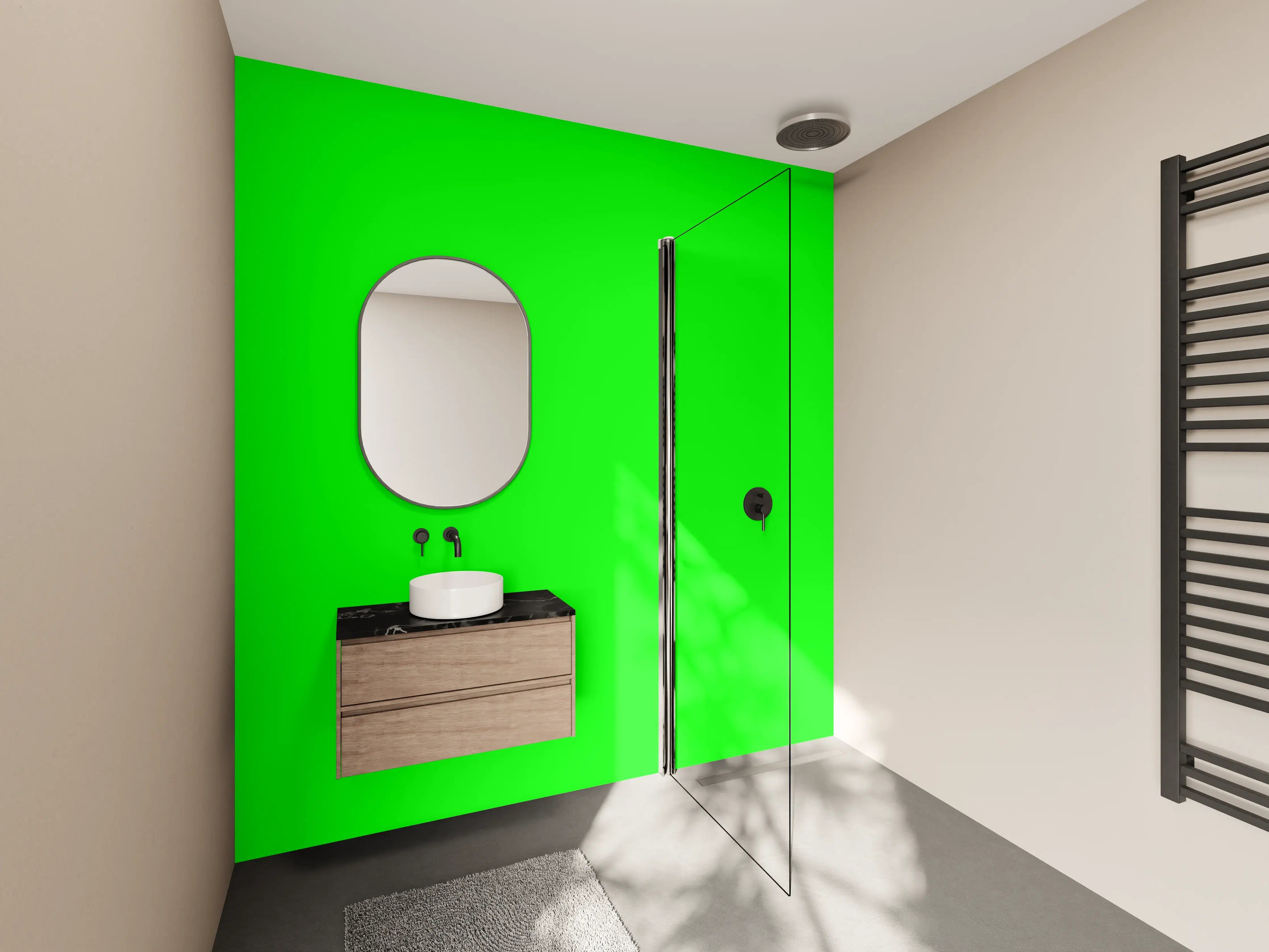 Wandverkleidung Bad - RAL 6038 (leuchtendes Grün)