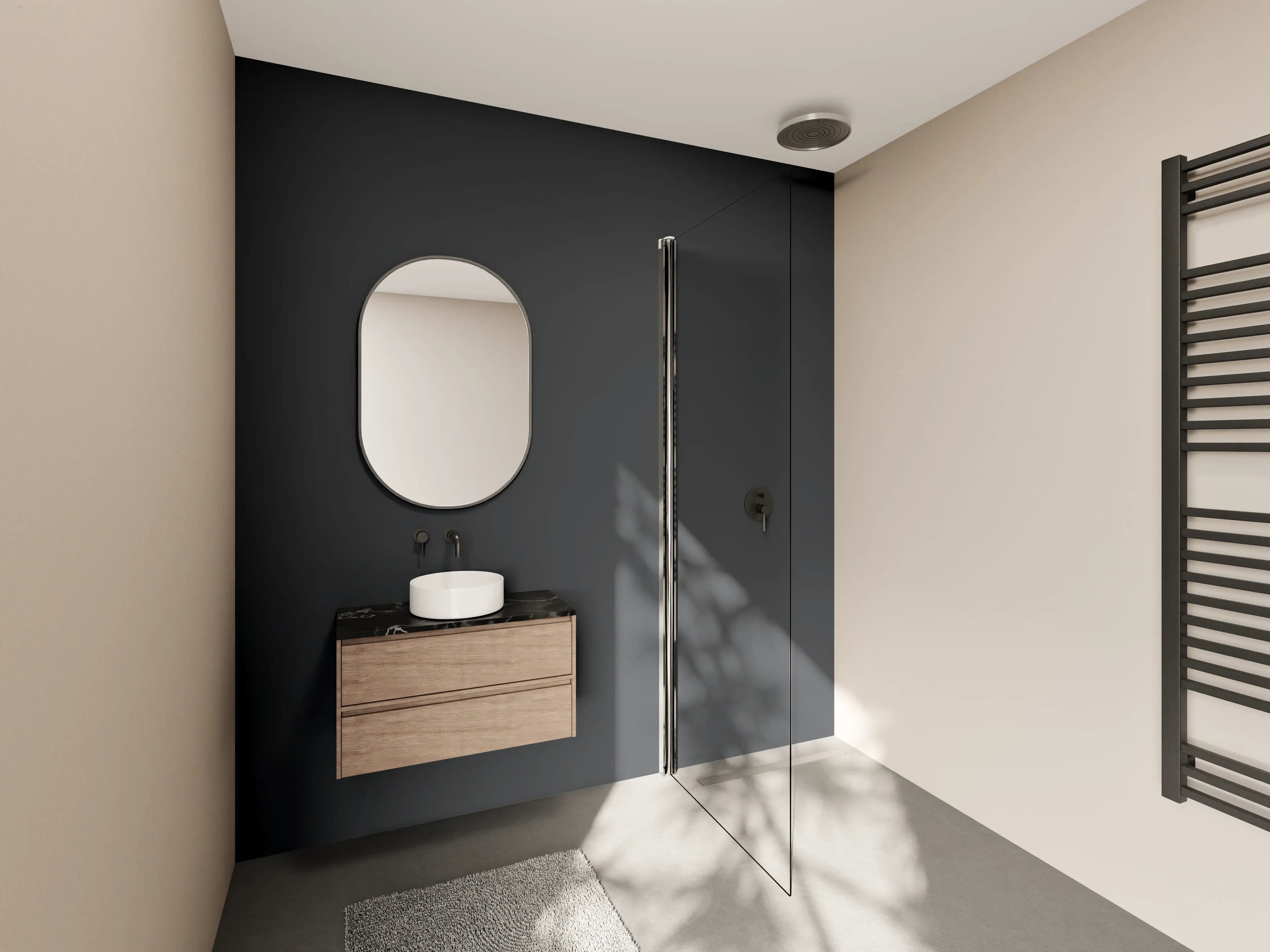 Wandverkleidung Bad - RAL 7021 (Schwarzgrau)