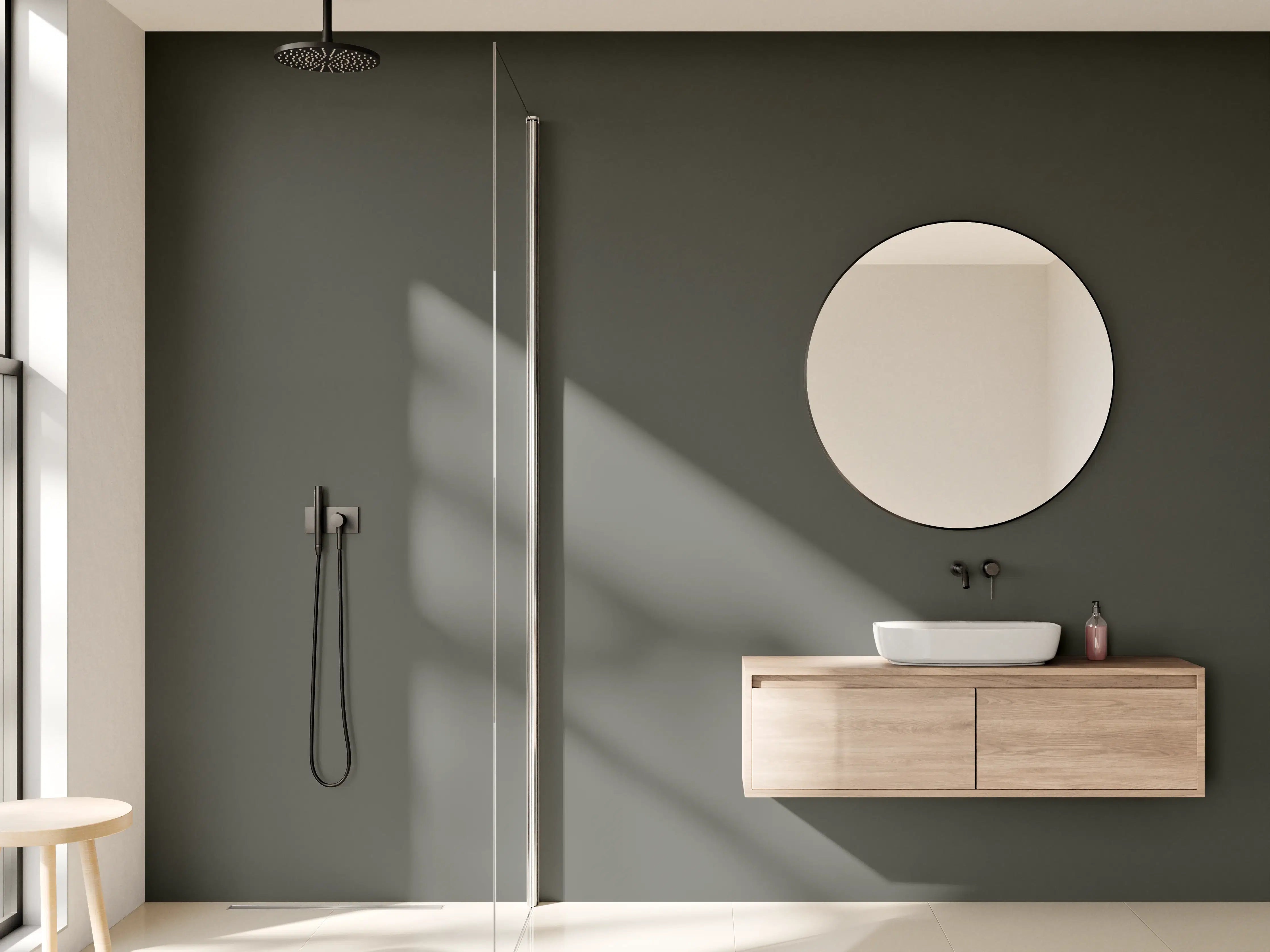 Wandverkleidung Bad - RAL 7022 (Umbragrau)