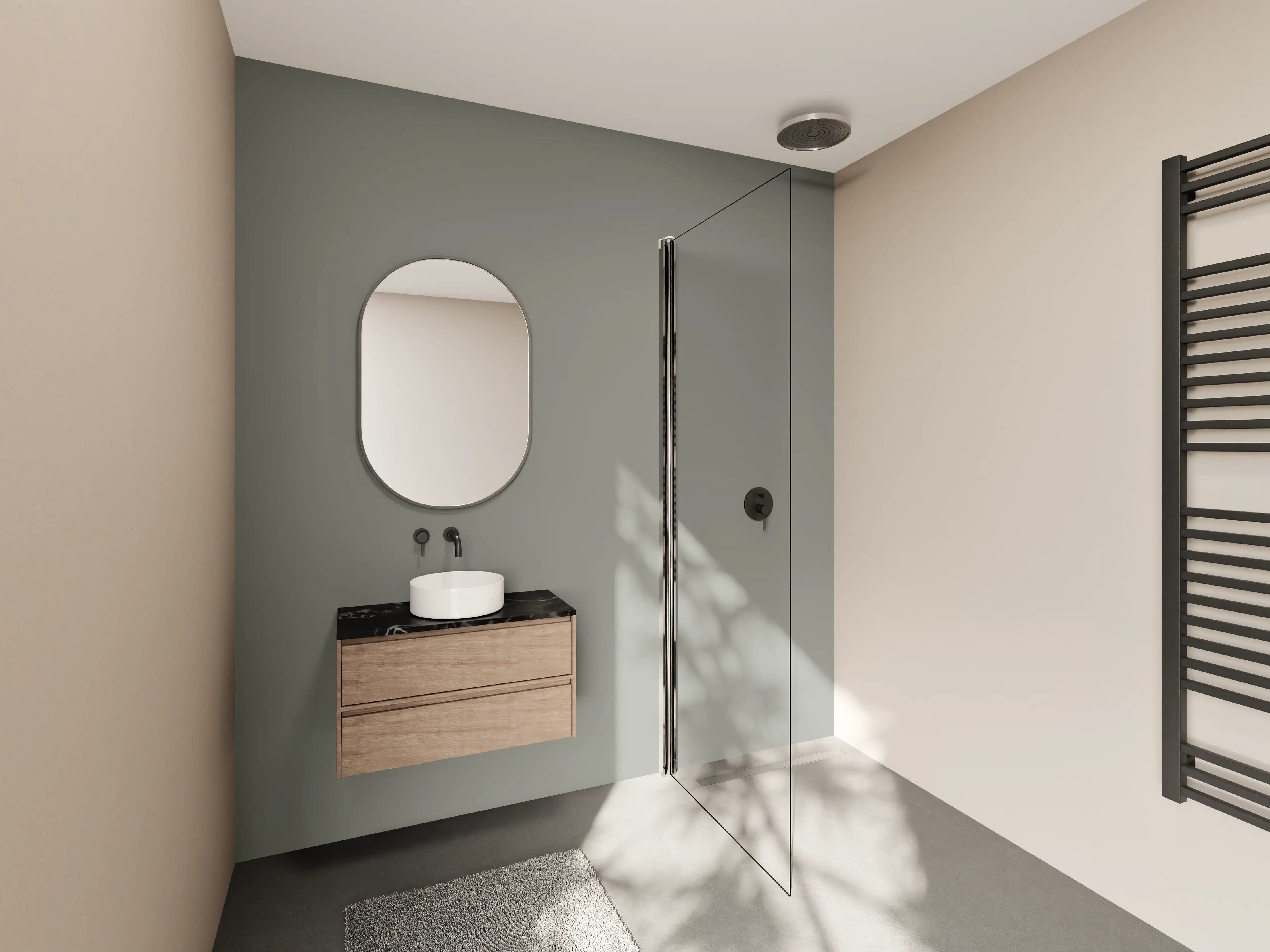 Wandverkleidung Bad - RAL 7023 (Betongrau)