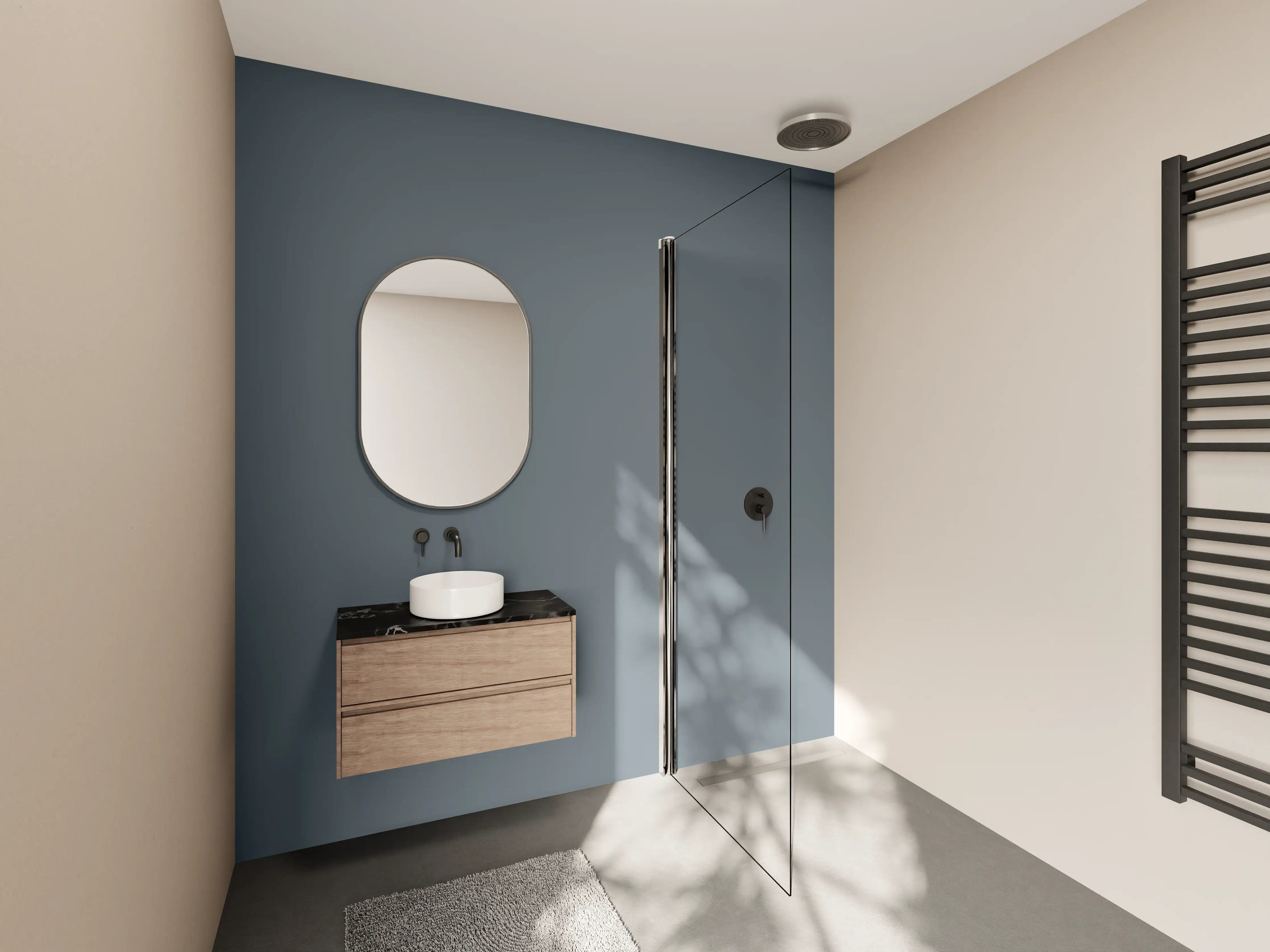 Wandverkleidung Bad - RAL 7031 (Blaugrau)