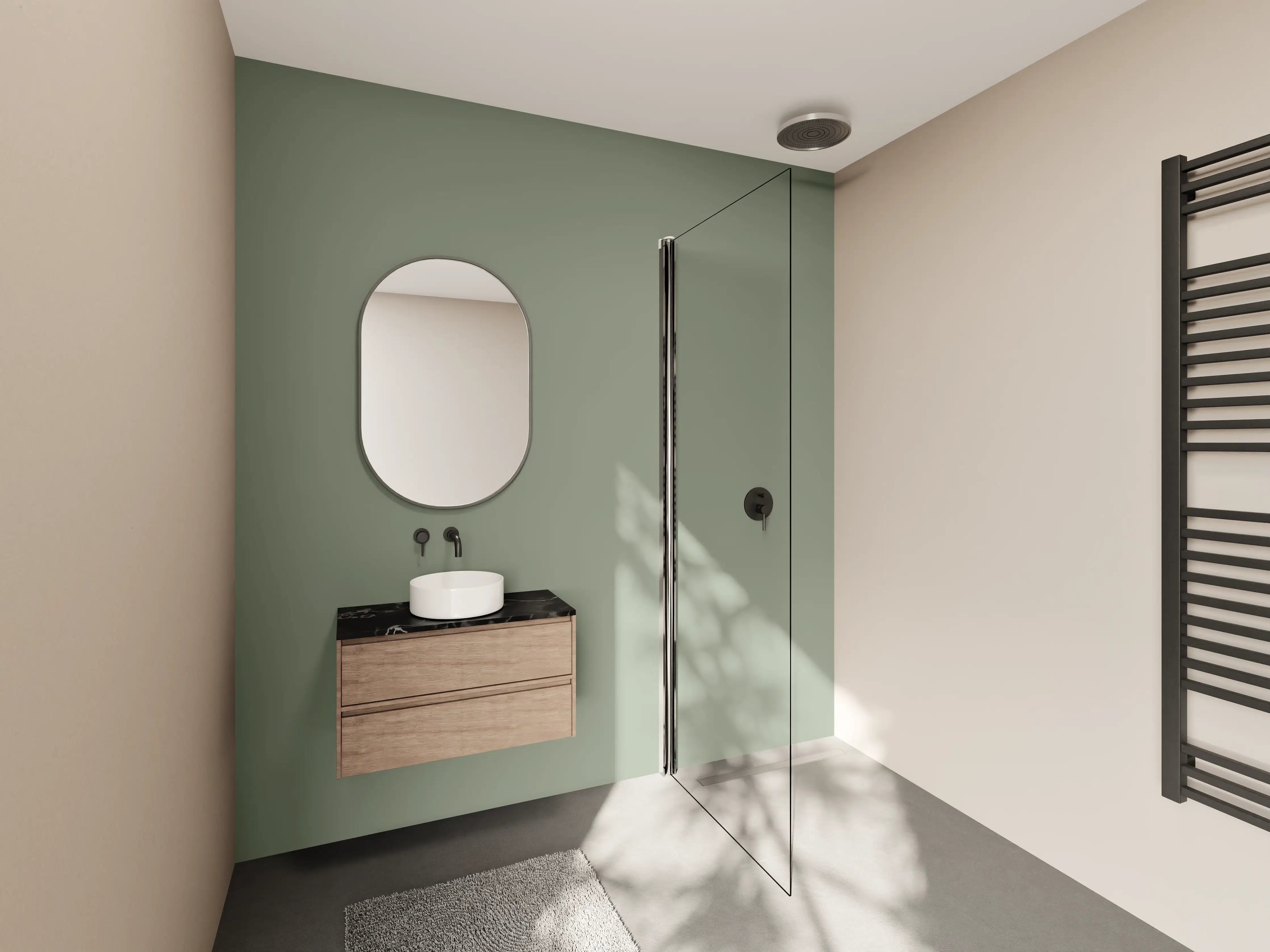 Wandverkleidung Bad - RAL 7033 (Zementgrau)