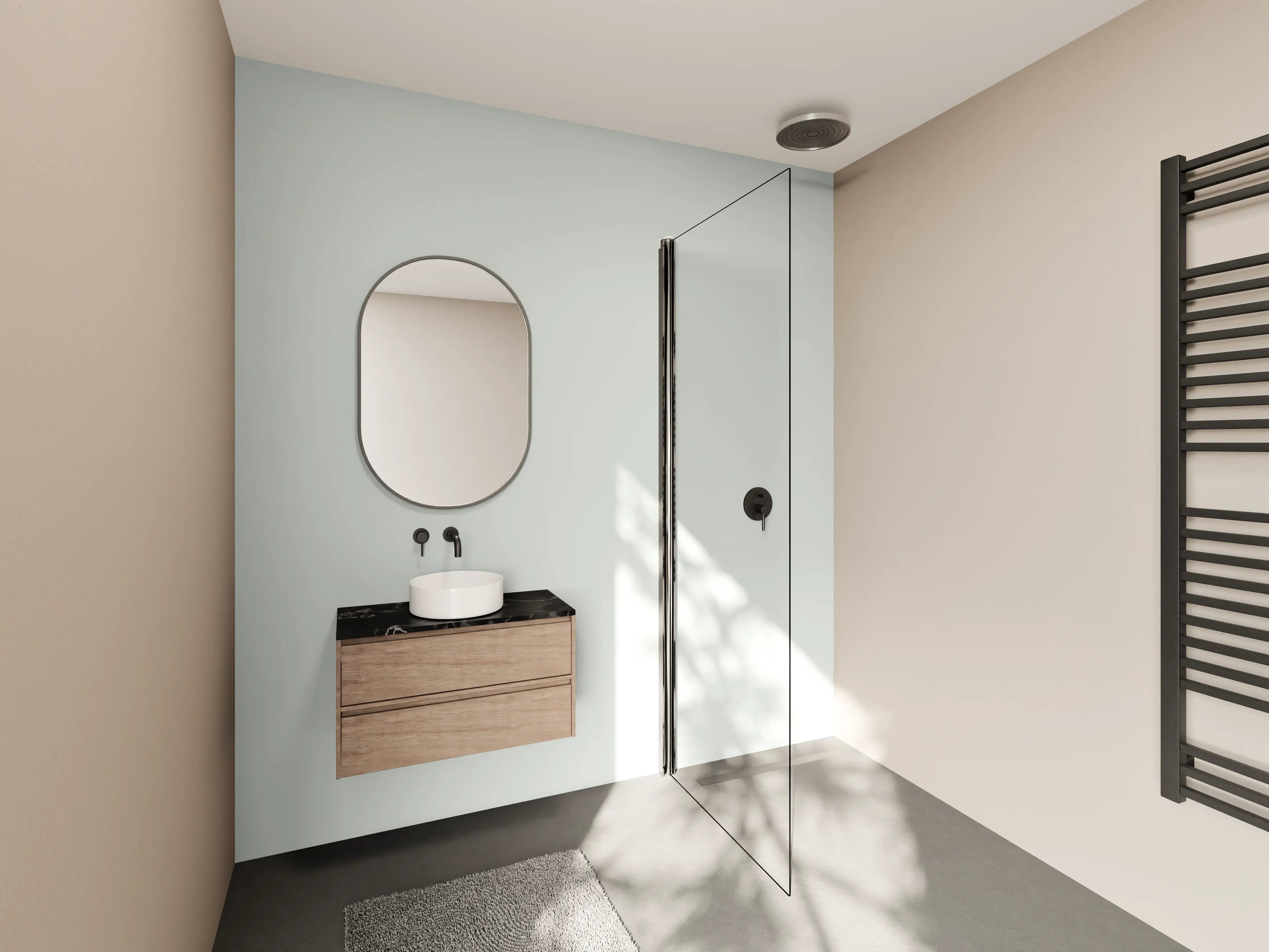 Wandverkleidung Bad - RAL 7035 (Hellgrau)