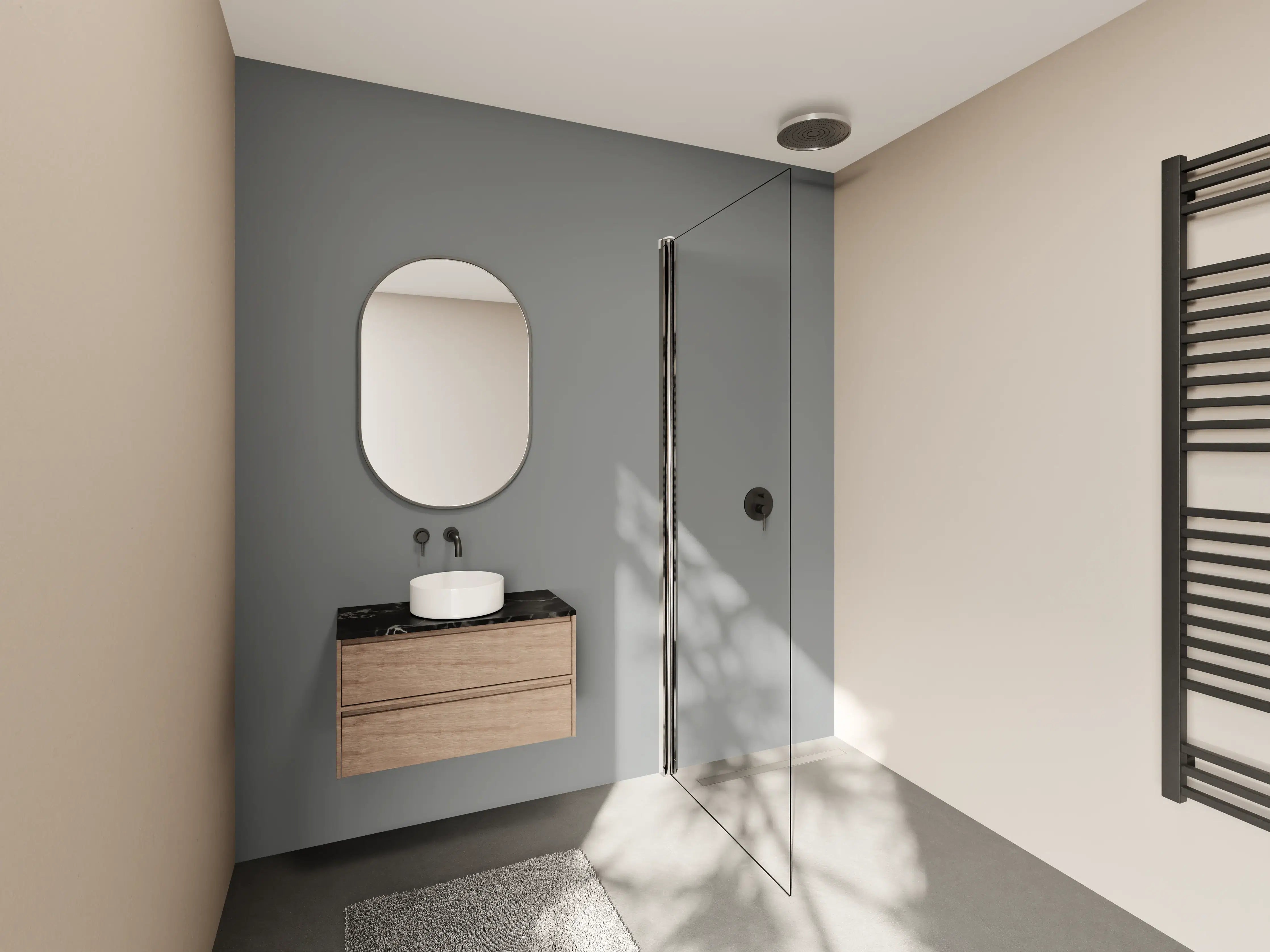 Wandverkleidung Bad - RAL 7037 (Staubiges Grau)