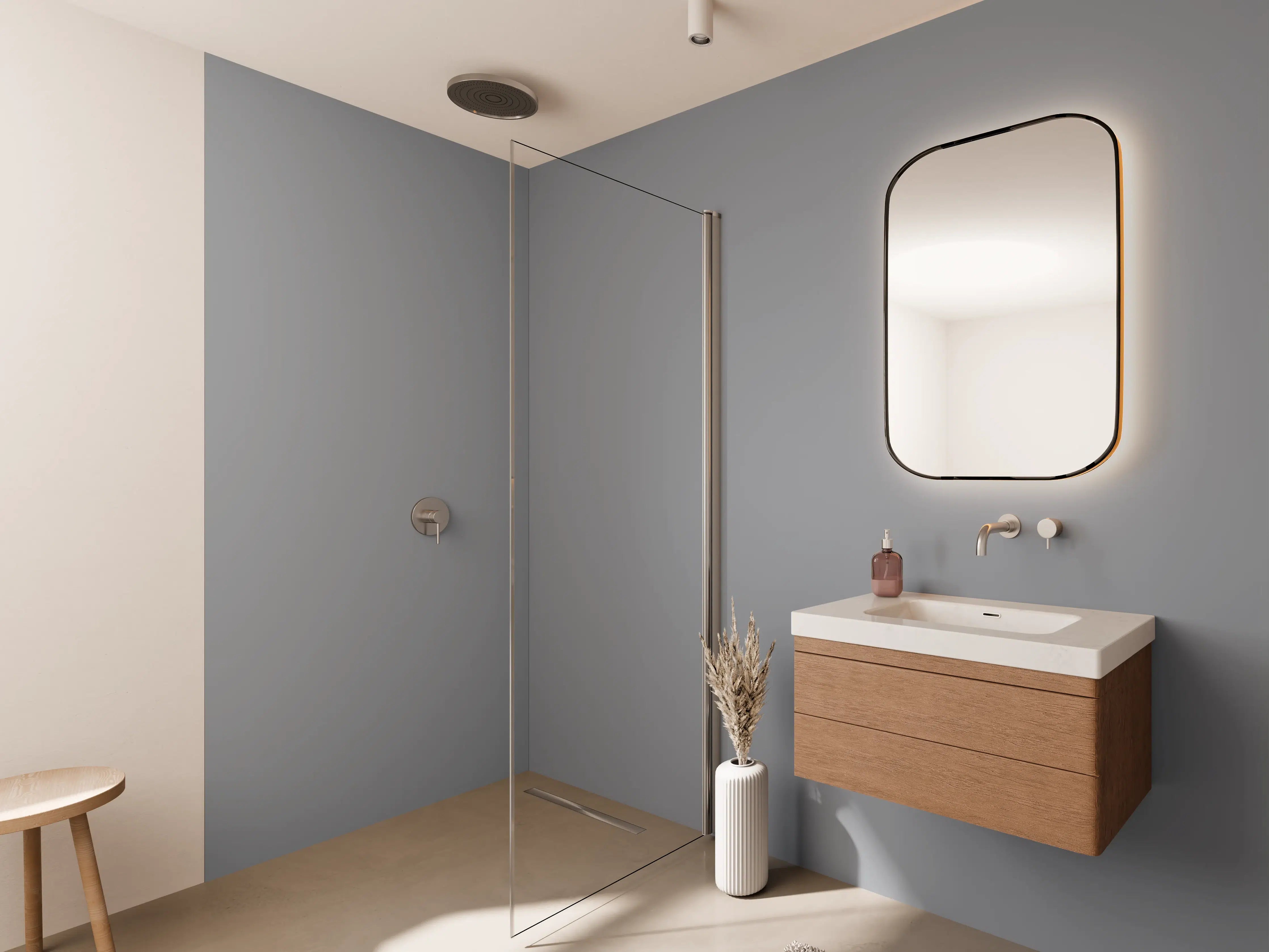 Wandverkleidung Bad - RAL 7045 (Telegrau 1)