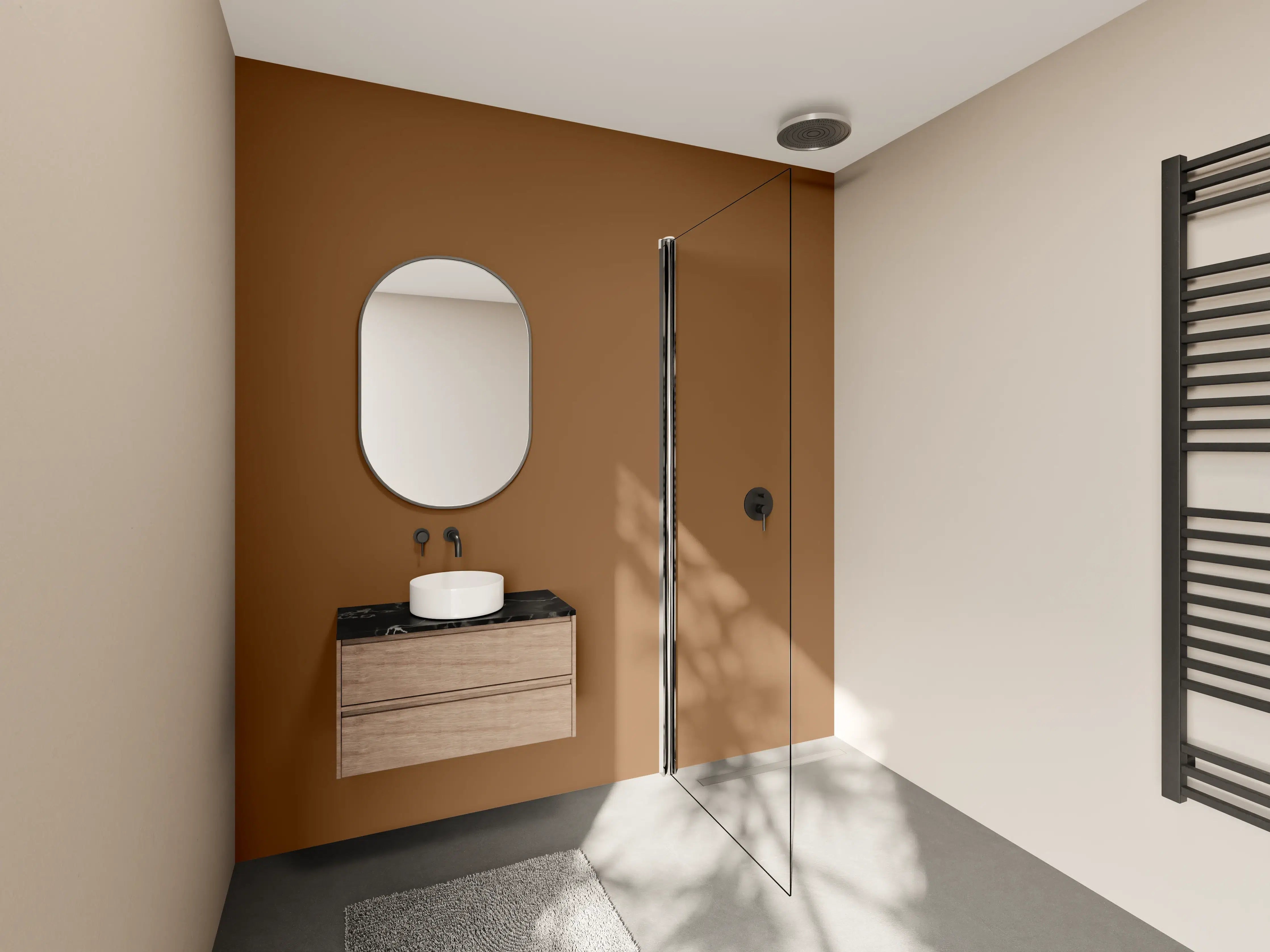 Wandverkleidung Bad - RAL 8003 (Lehm-Braun)