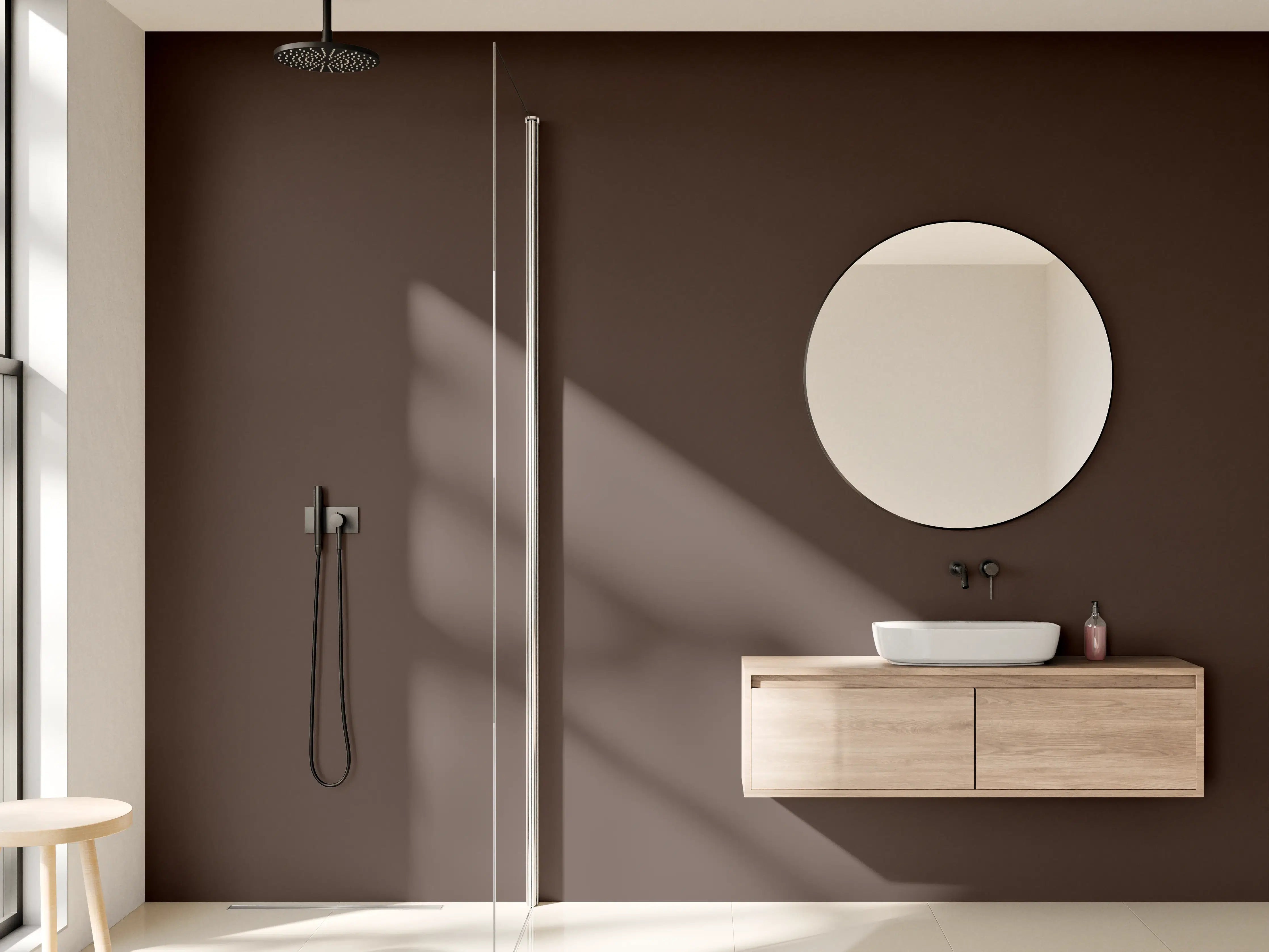 Wandverkleidung Bad - RAL 8017 (Schokoladenbraun)