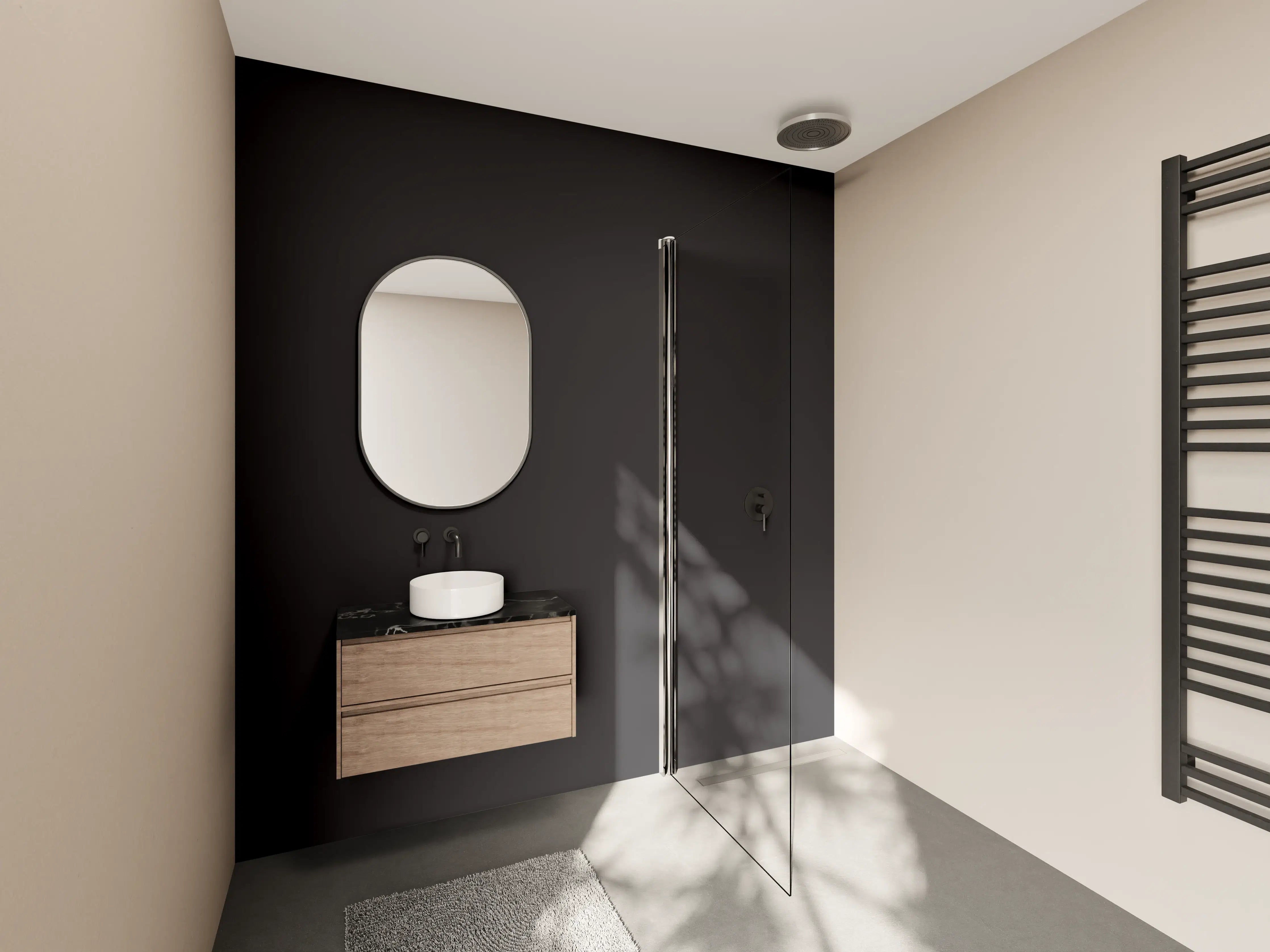 Wandverkleidung Bad - RAL 8022 (Schwarzbraun)