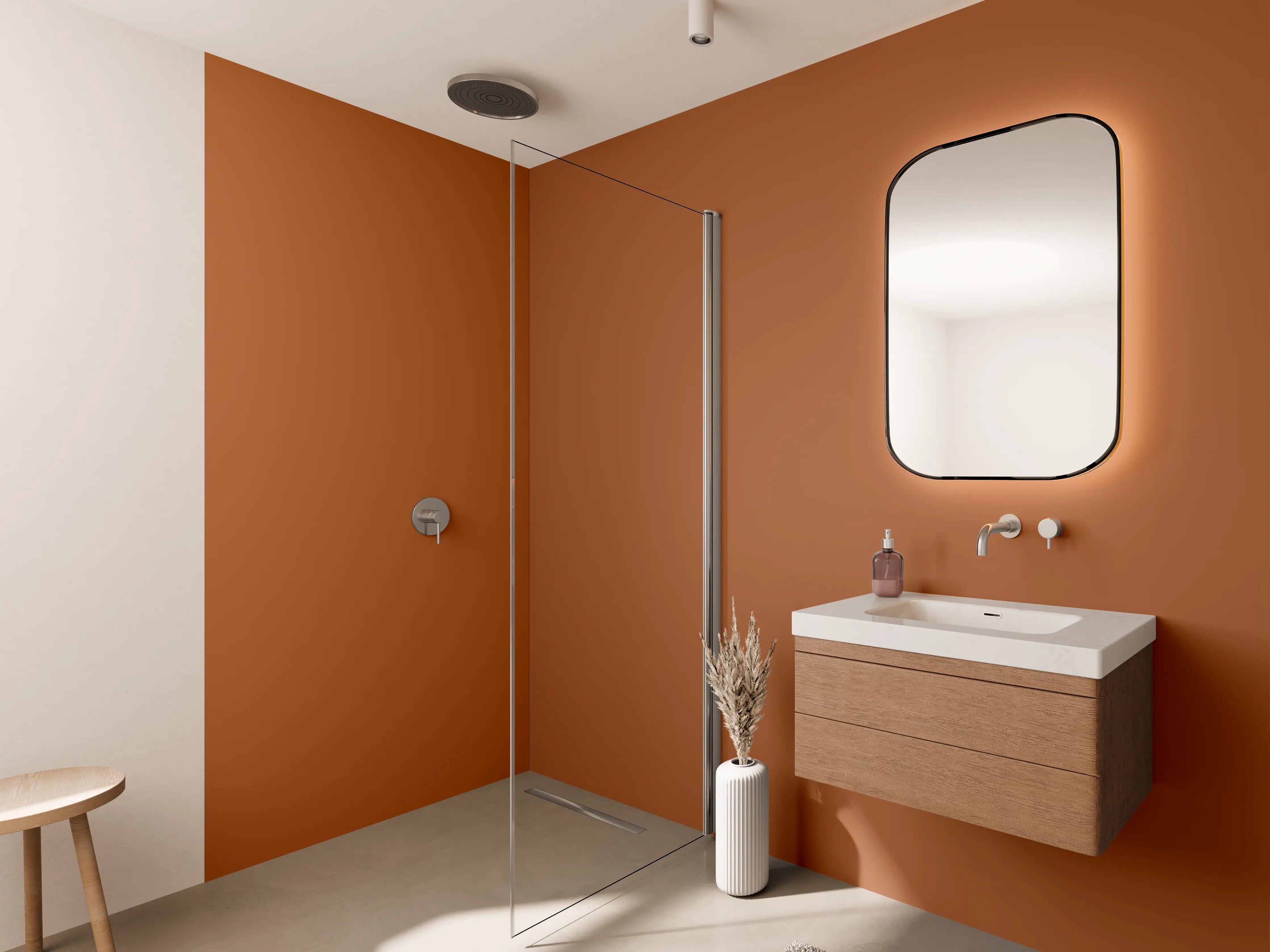 Wandverkleidung Bad - RAL 8023 (Orangebraun)