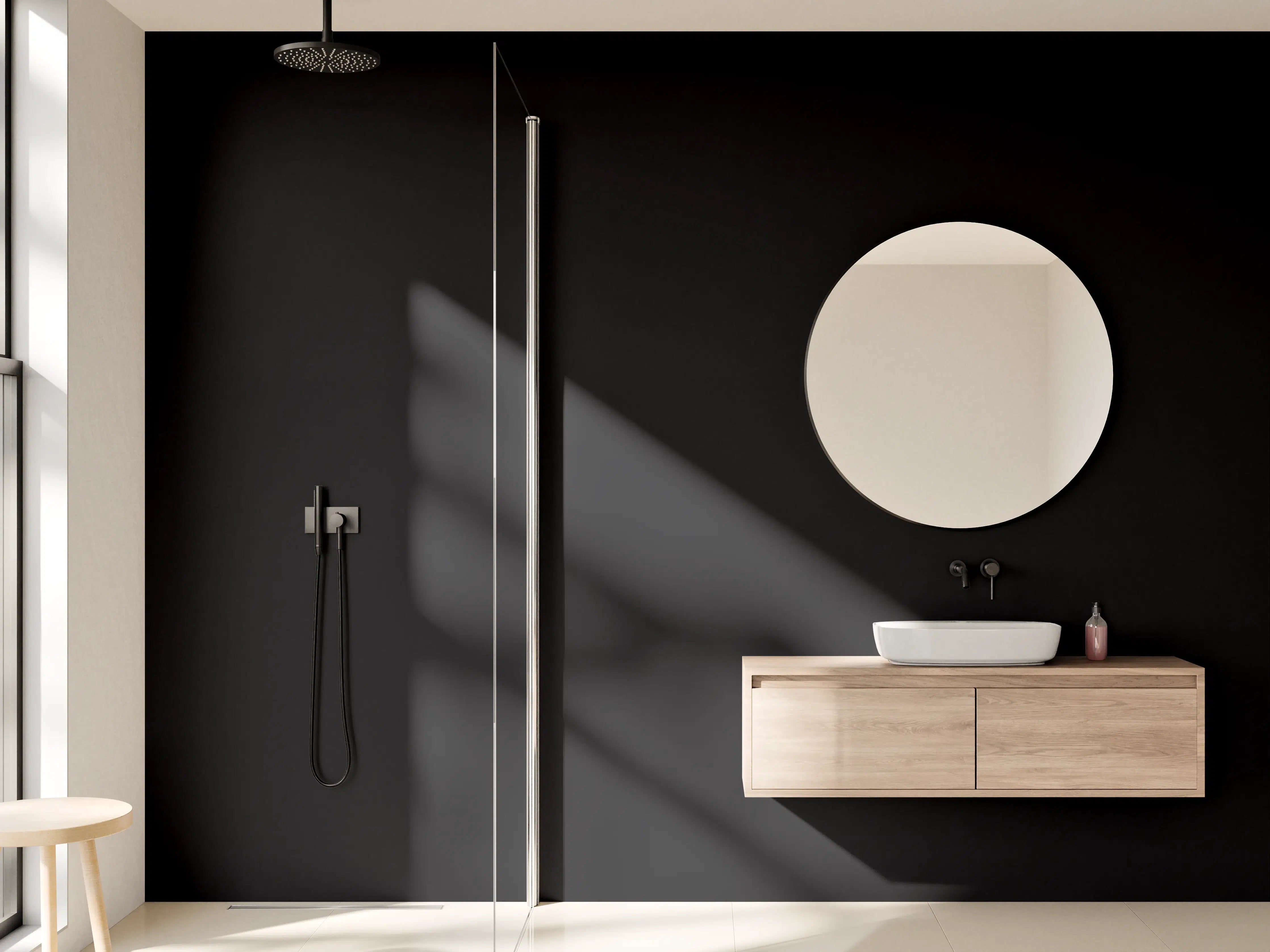 Wandverkleidung Bad - RAL 9005 (Tiefschwarz)