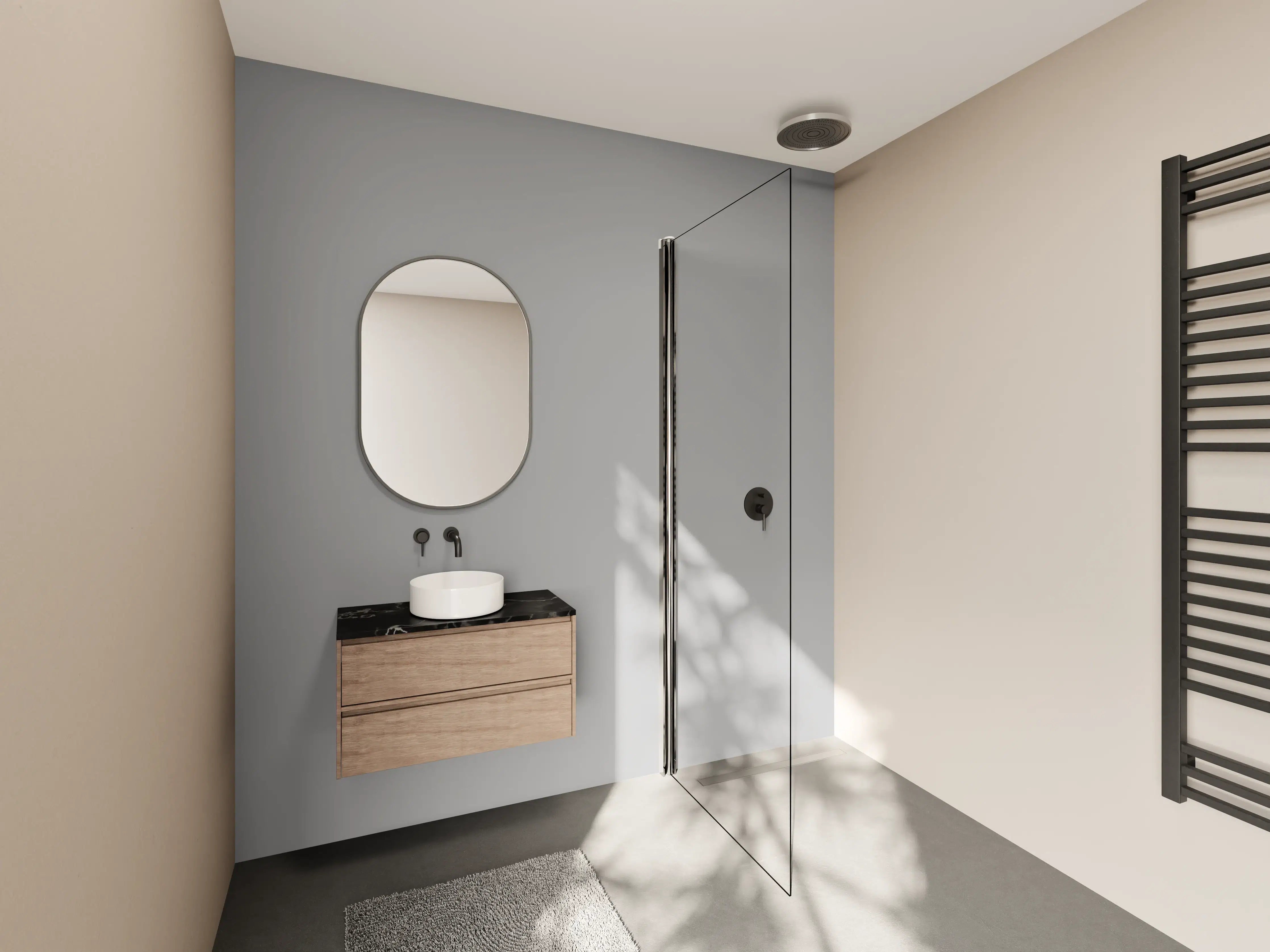 Wandverkleidung Bad - RAL 9022 (Perlhellgrau)