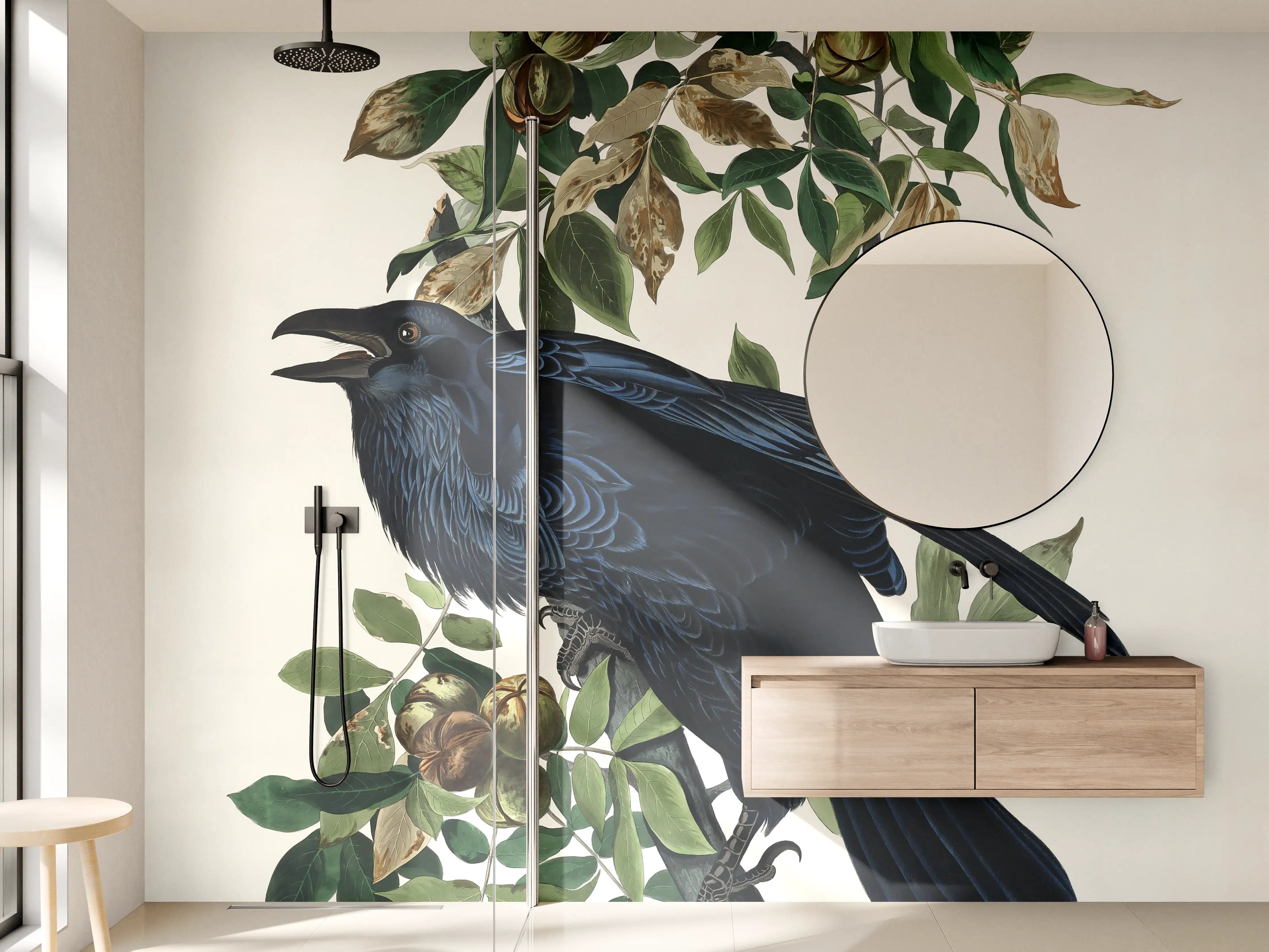 Wandverkleidung Bad - Raben Portrait - John James Audubon