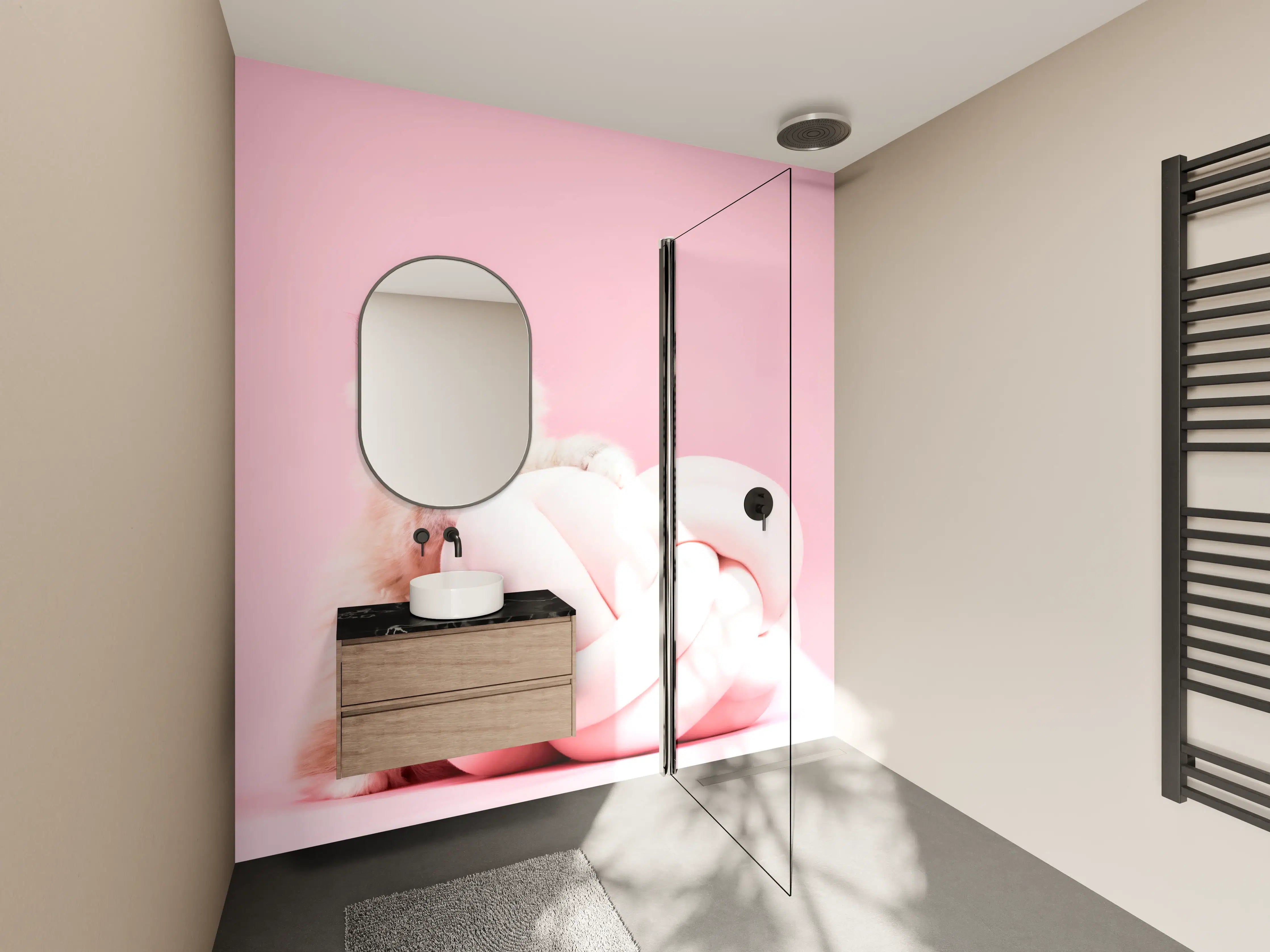 Wandverkleidung Bad - Ragdoll Katze auf Pinken Hintergrund