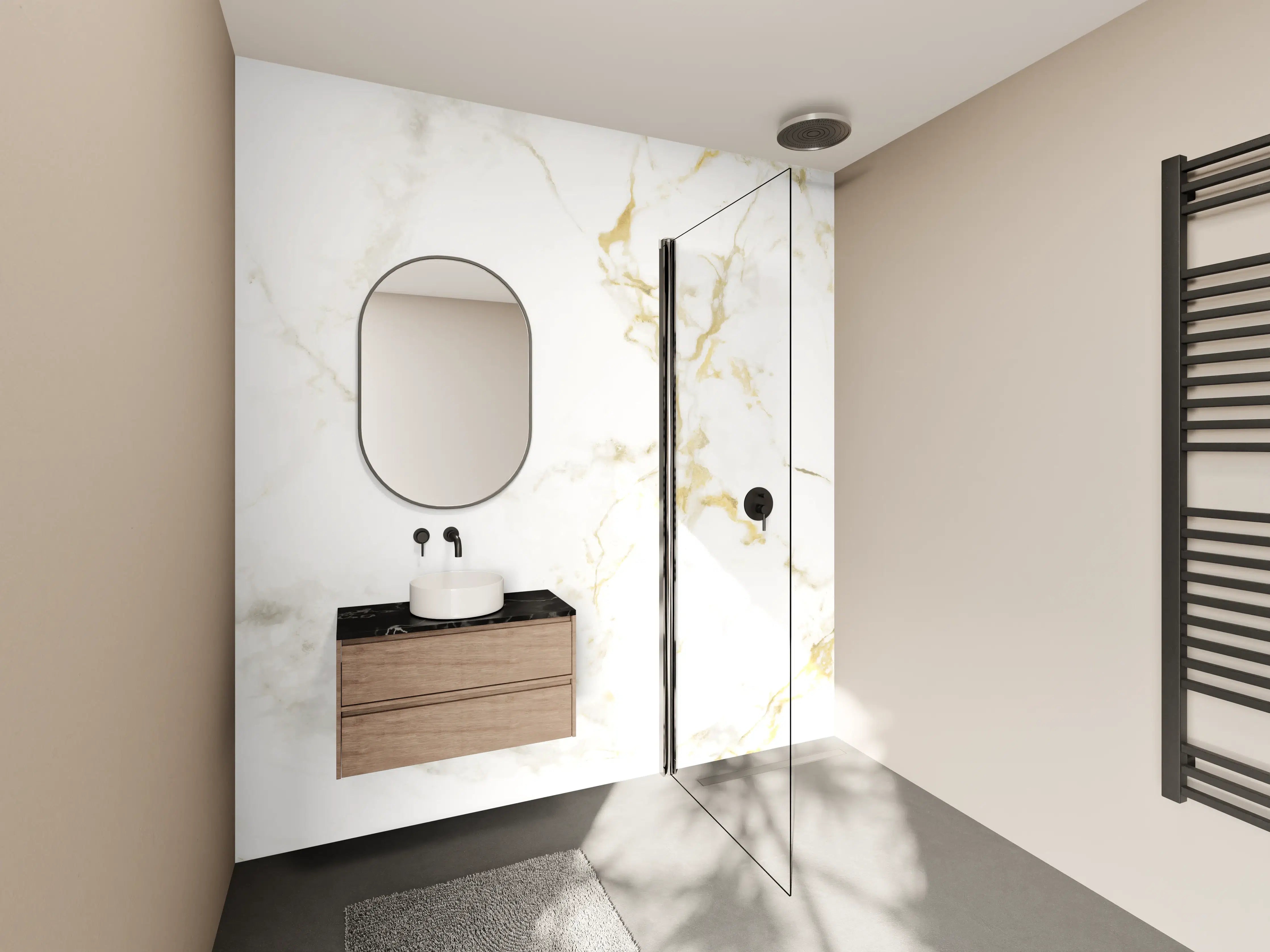 Wandverkleidung Bad - Realistische Goldmarmor Textur