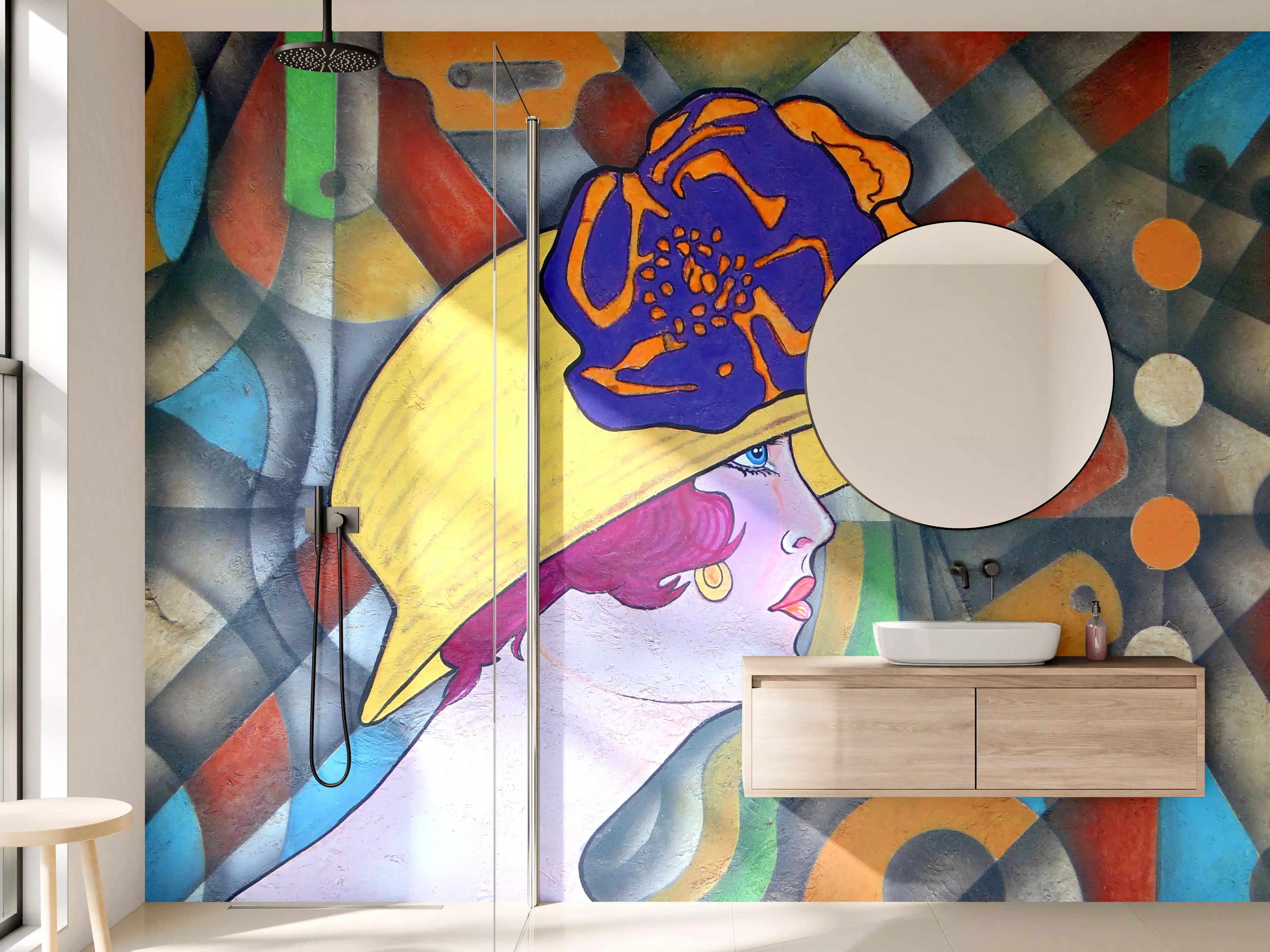 Wandverkleidung Bad - Retro Fashion Kunst Abstrakt