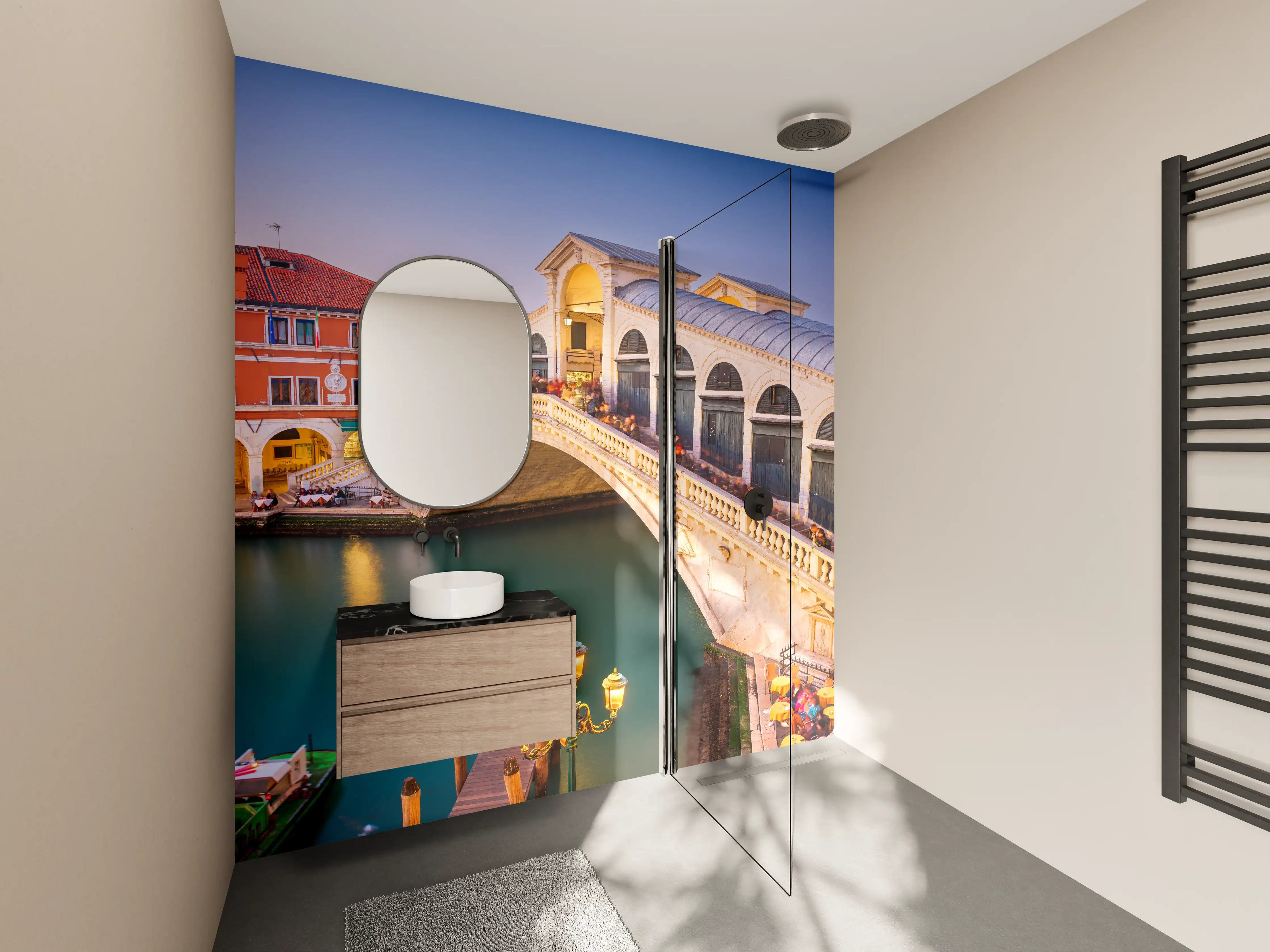Wandverkleidung Bad - Rialto-Brücke über dem Canal Grande in Venedig