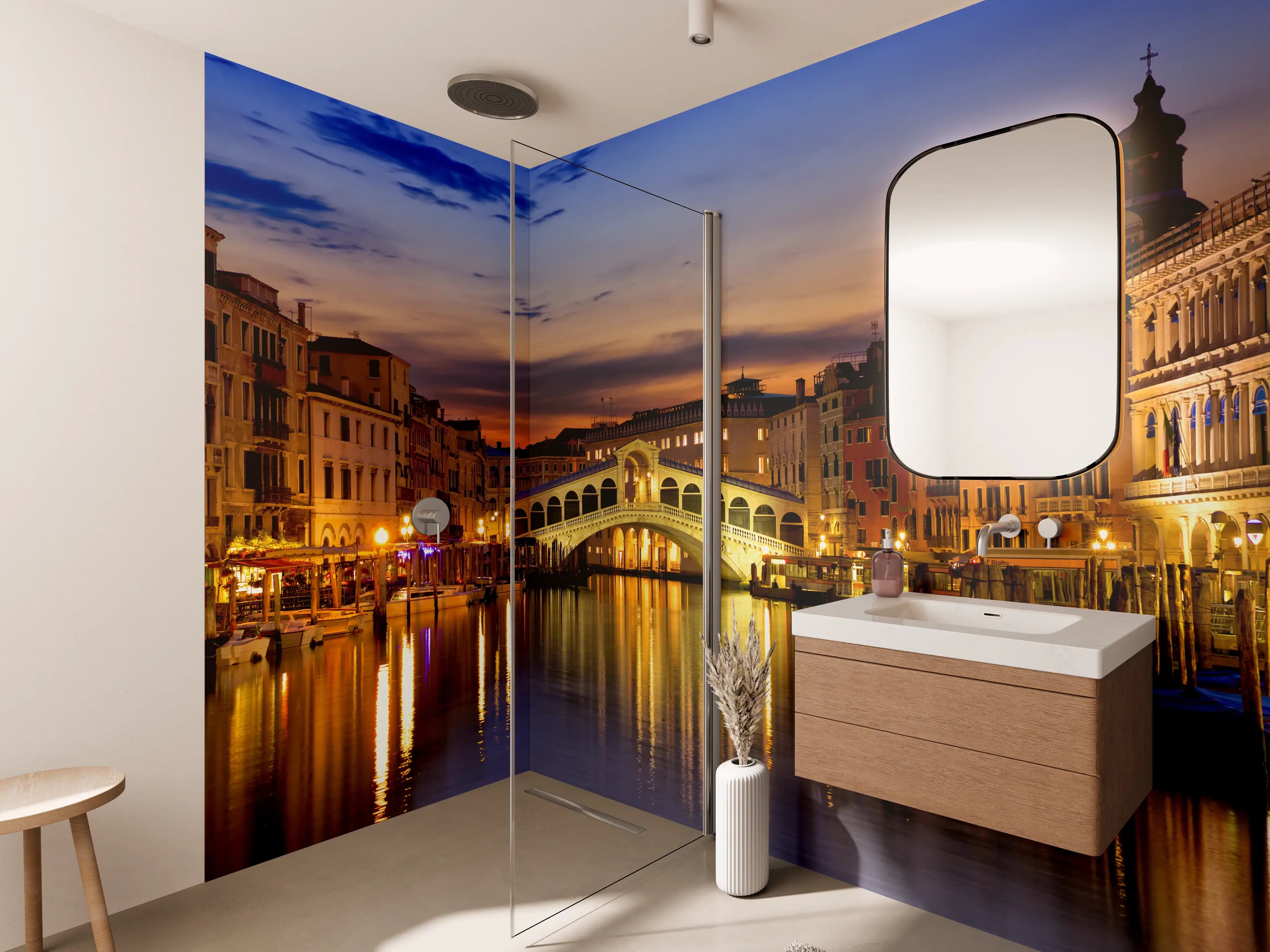 Wandverkleidung Bad - Rialtobrücke in Venedig - Dämmerung