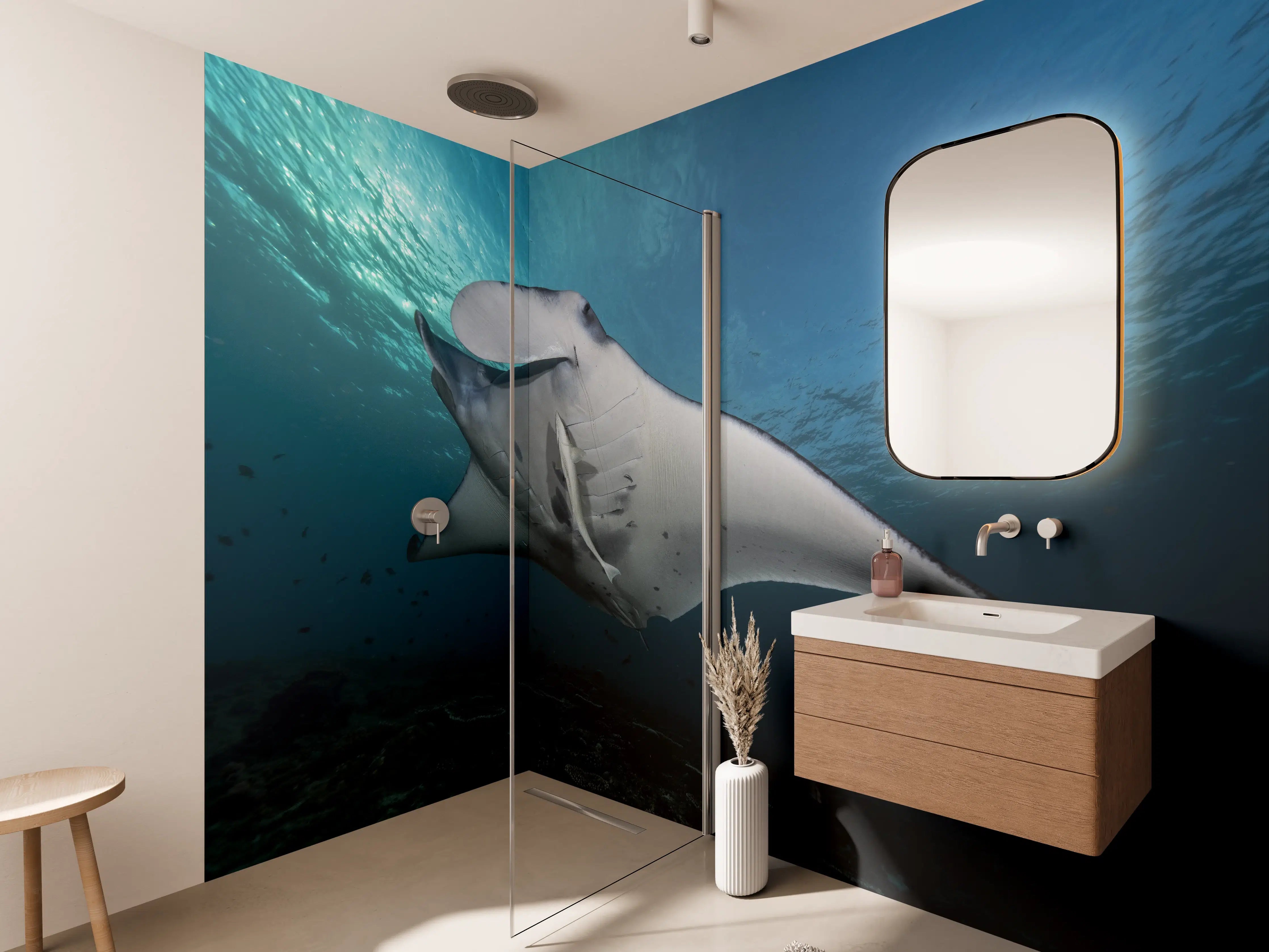 Wandverkleidung Bad - Riff-Manta Unterwasser