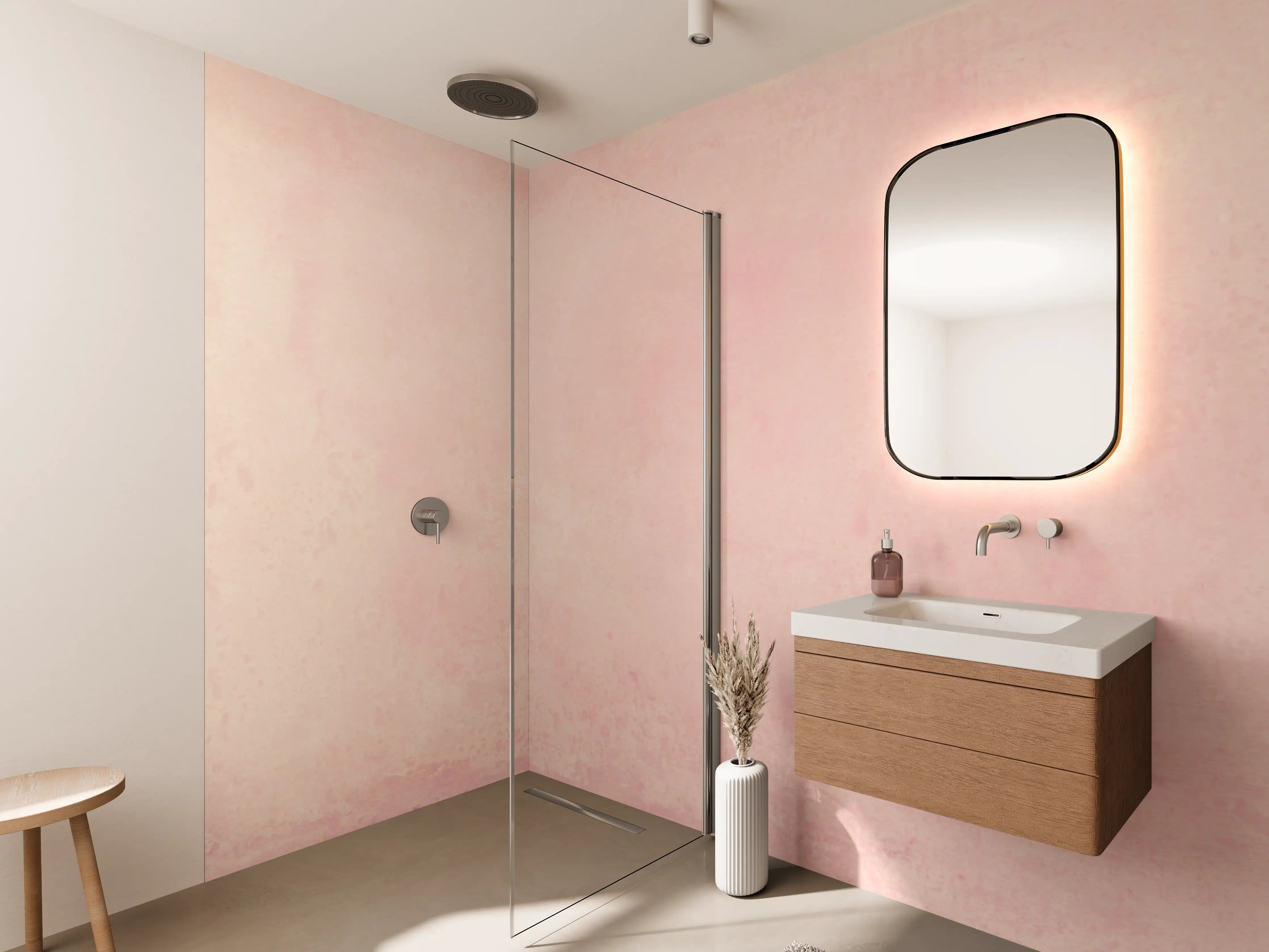 Wandverkleidung Bad - Rosa Aquarell - Pastellfarben