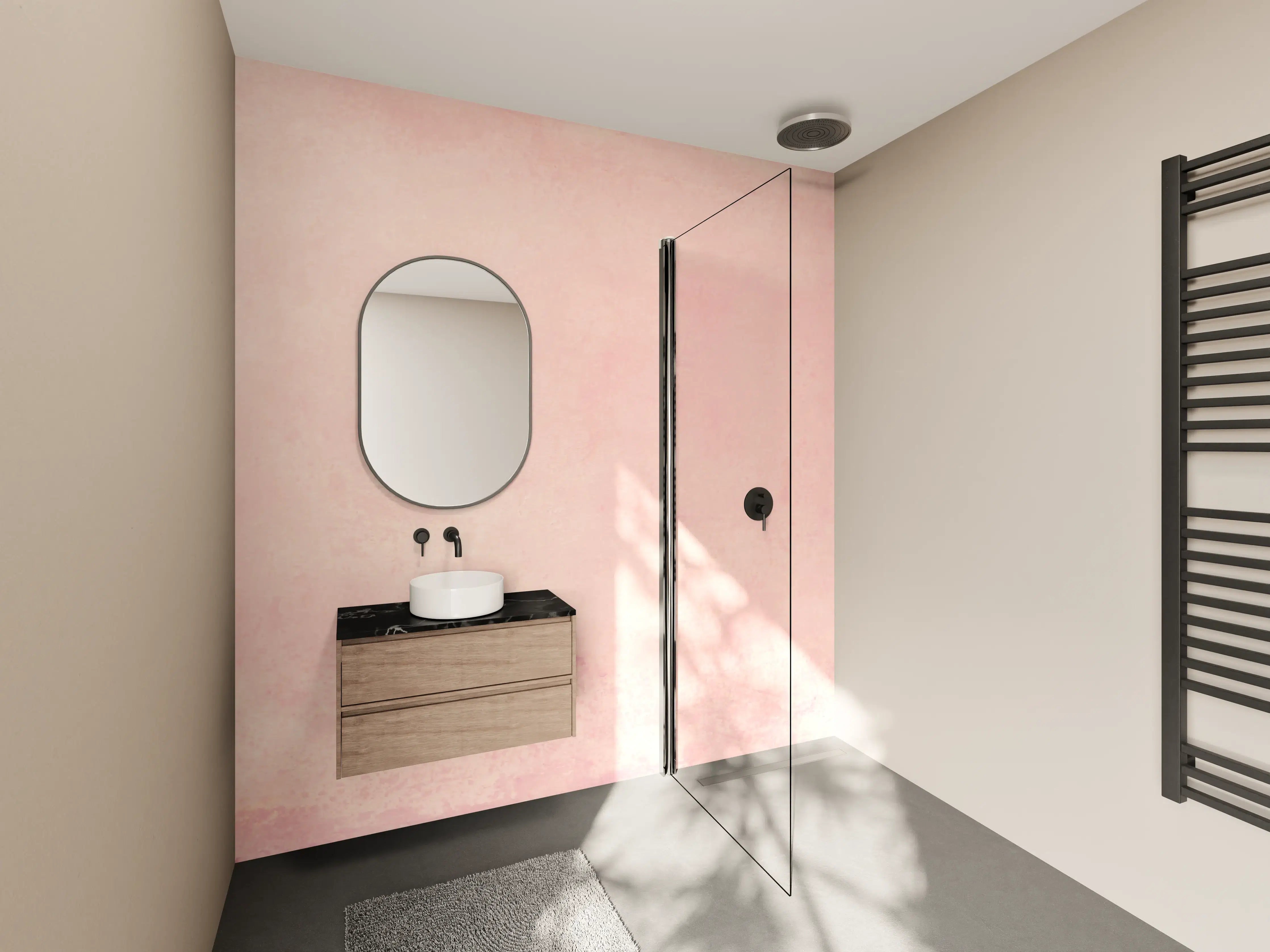 Wandverkleidung Bad - Rosa Aquarell - Pastellfarben
