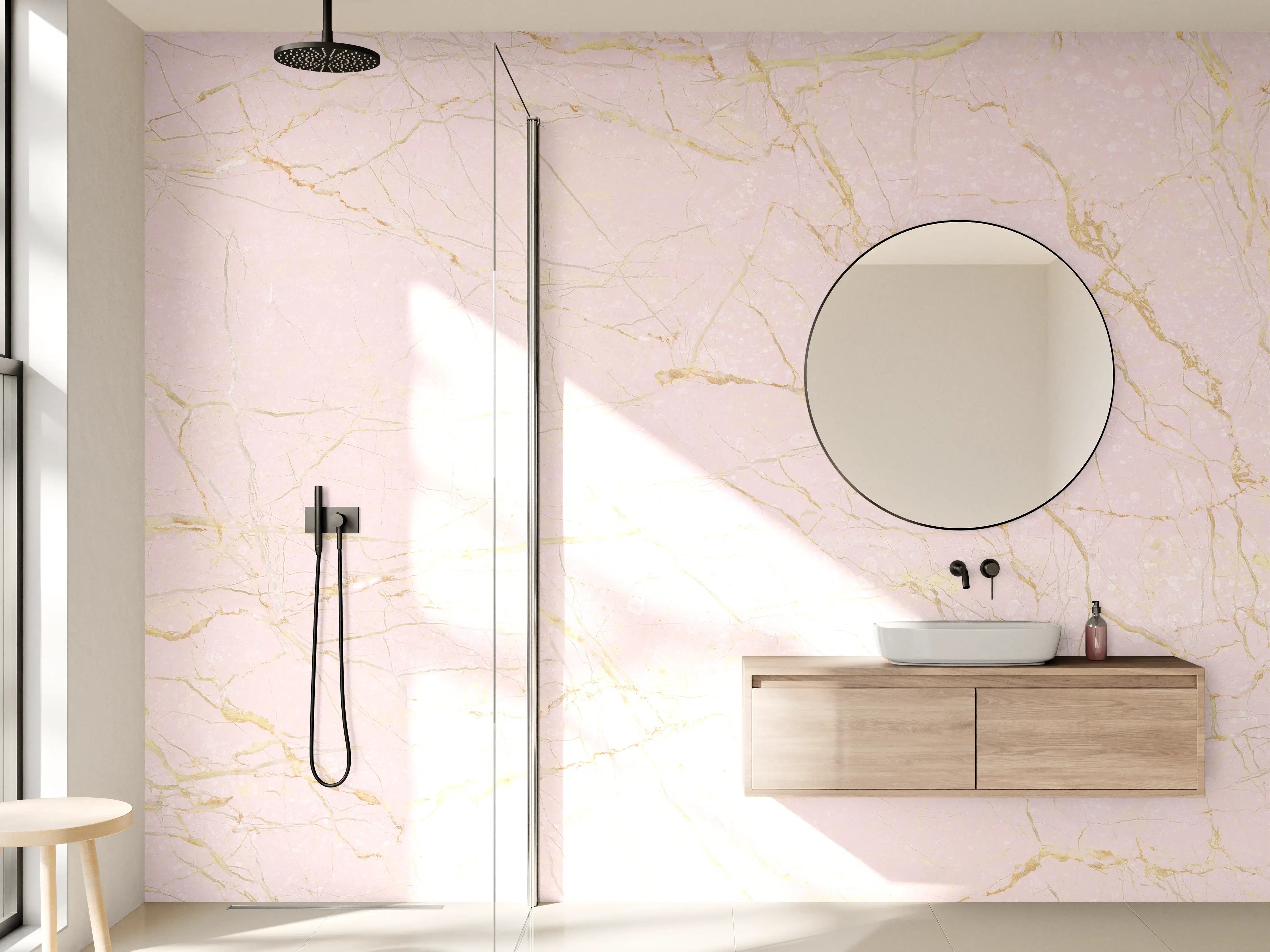 Wandverkleidung Bad - Rosa-Gold Marmor