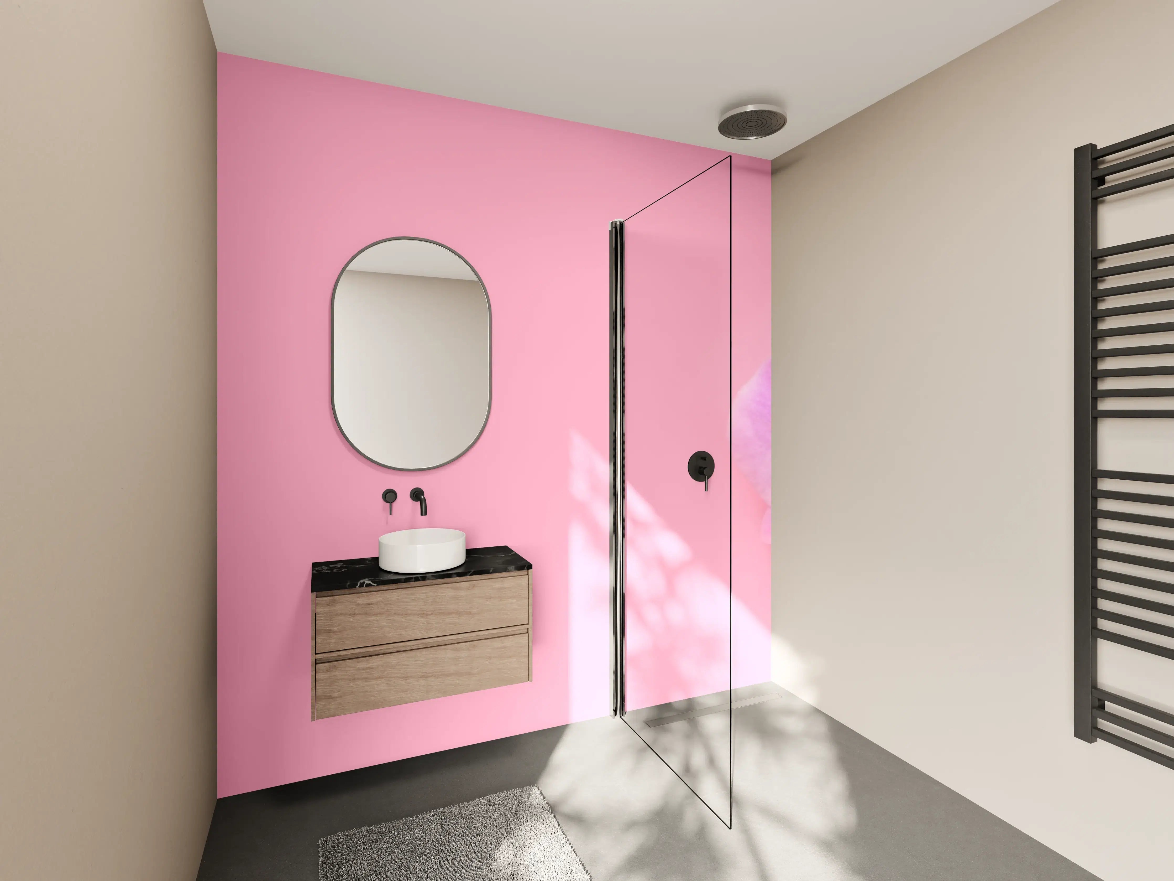 Wandverkleidung Bad - Rosa Orchideen auf Pink