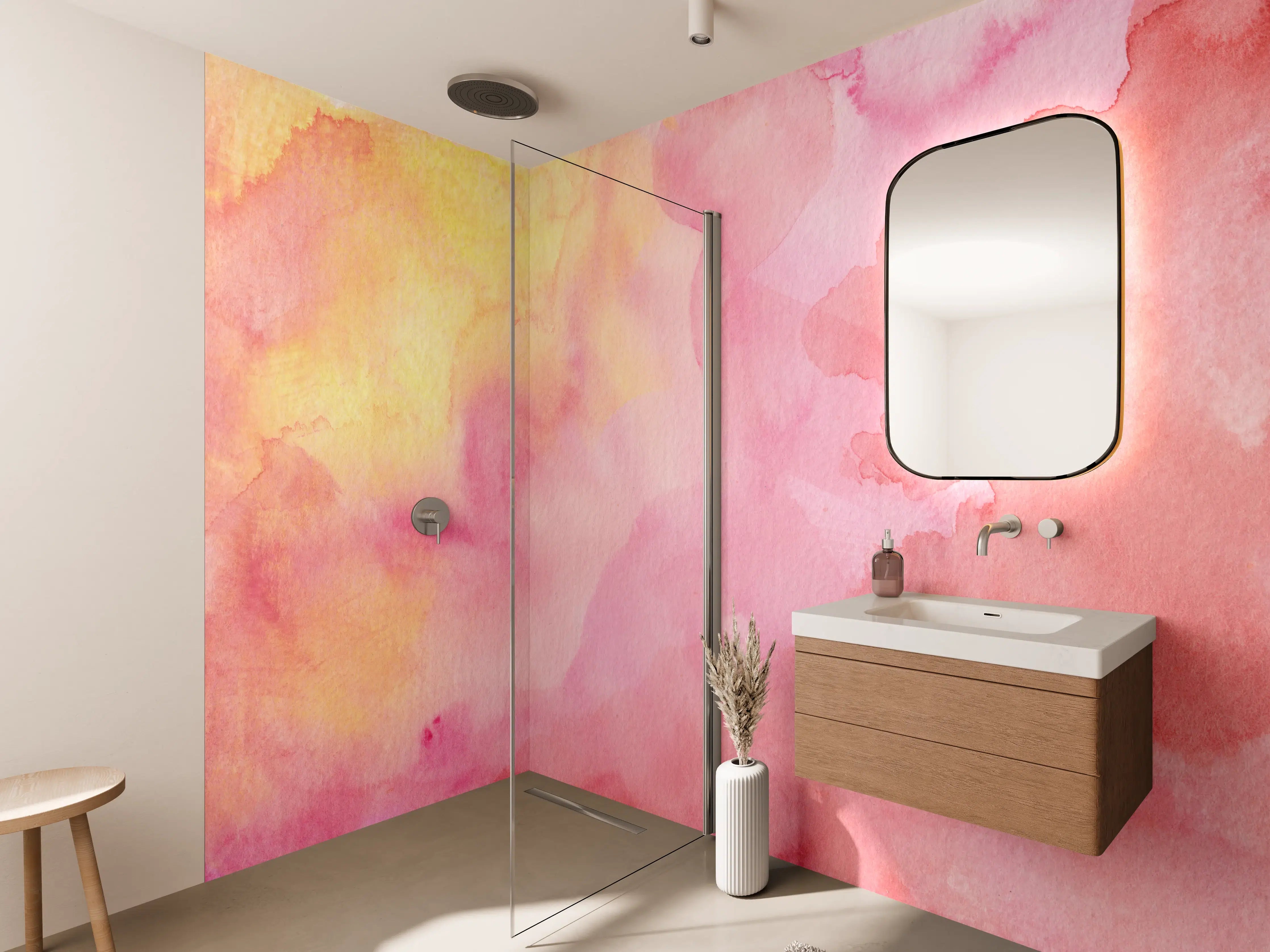 Wandverkleidung Bad - Rosa Verwaschenes Farben-Design