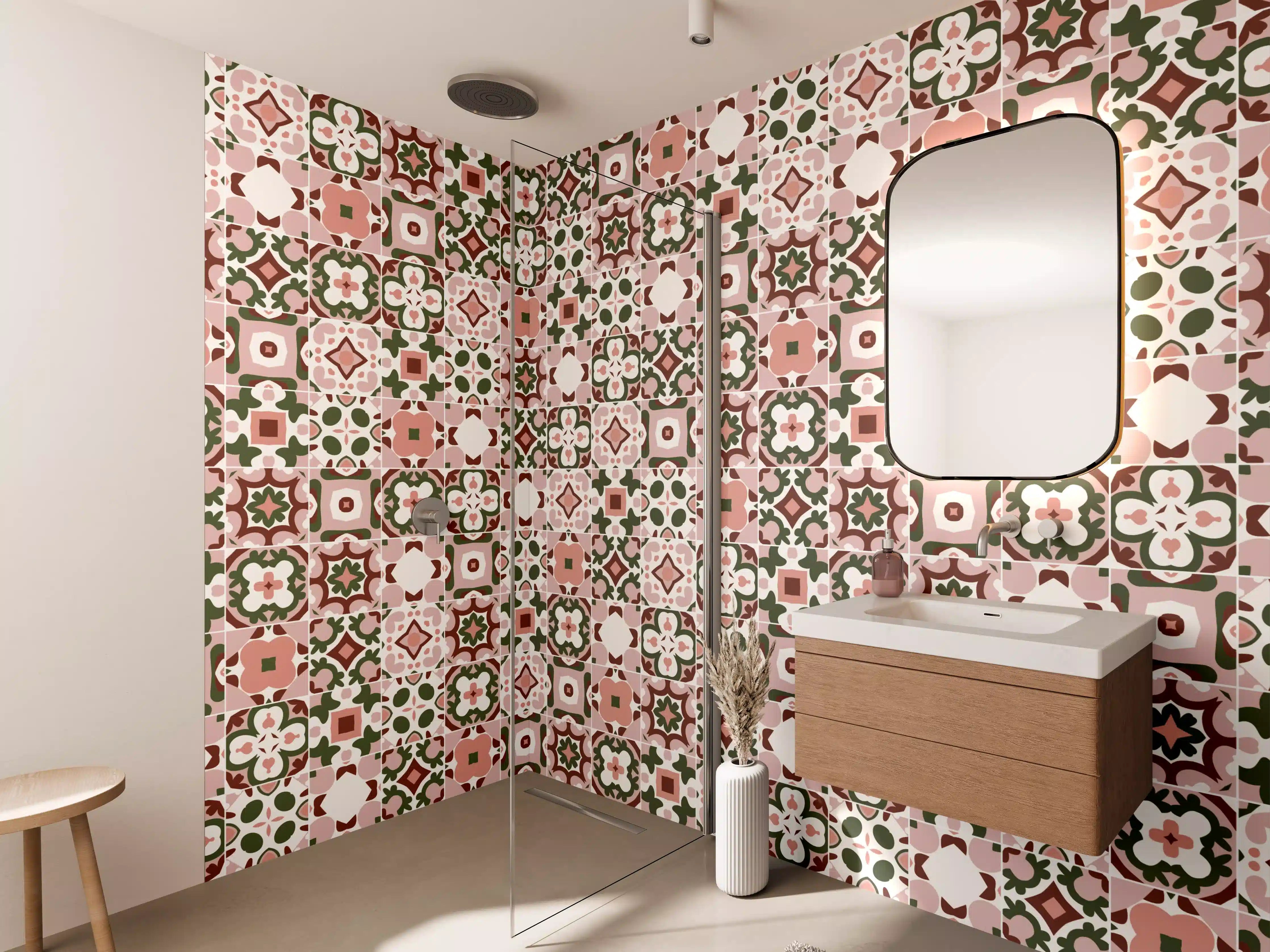 Wandverkleidung Bad - Rosé-Goldenes Mosaikmuster