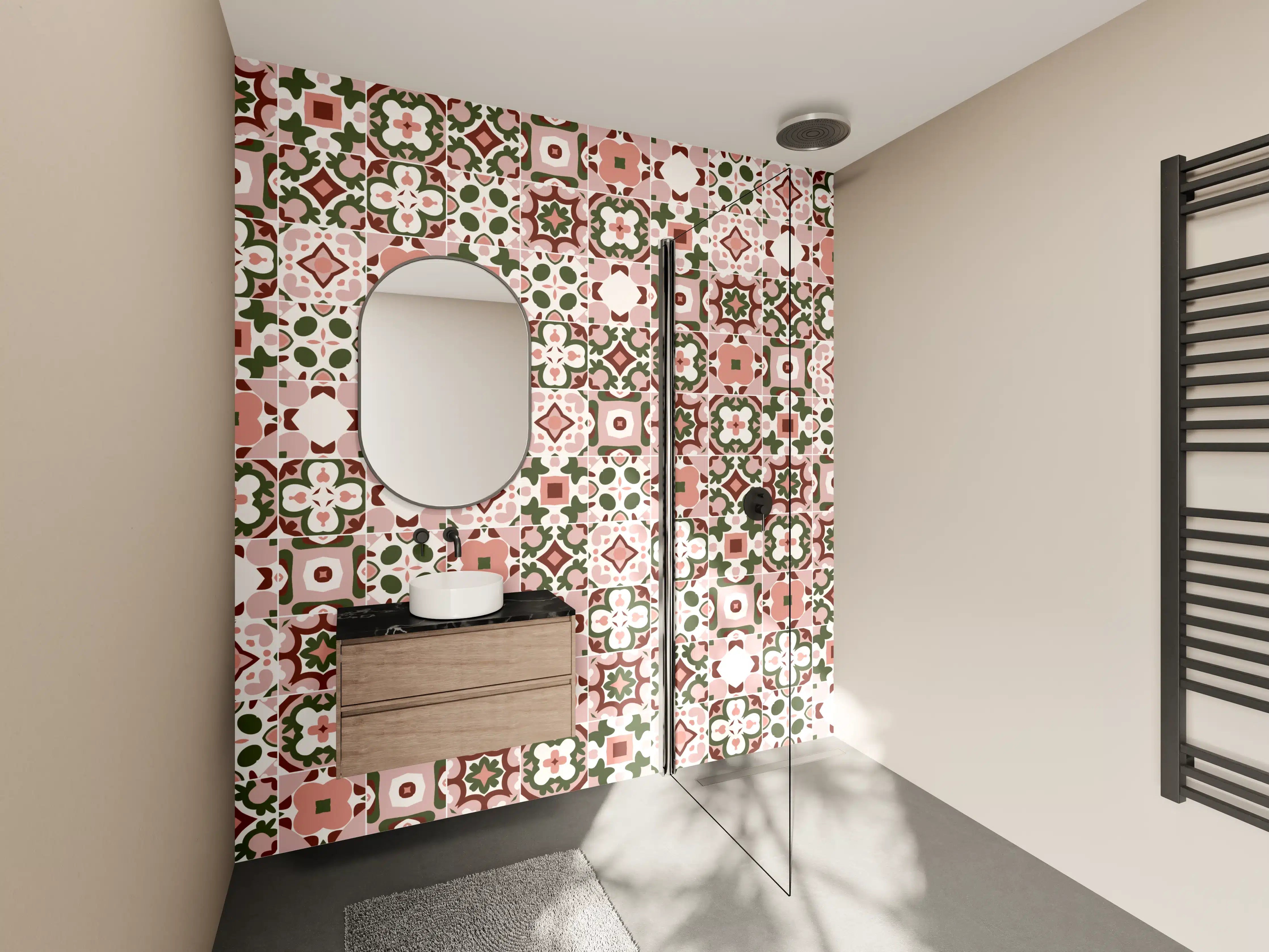 Wandverkleidung Bad - Rosé-Goldenes Mosaikmuster