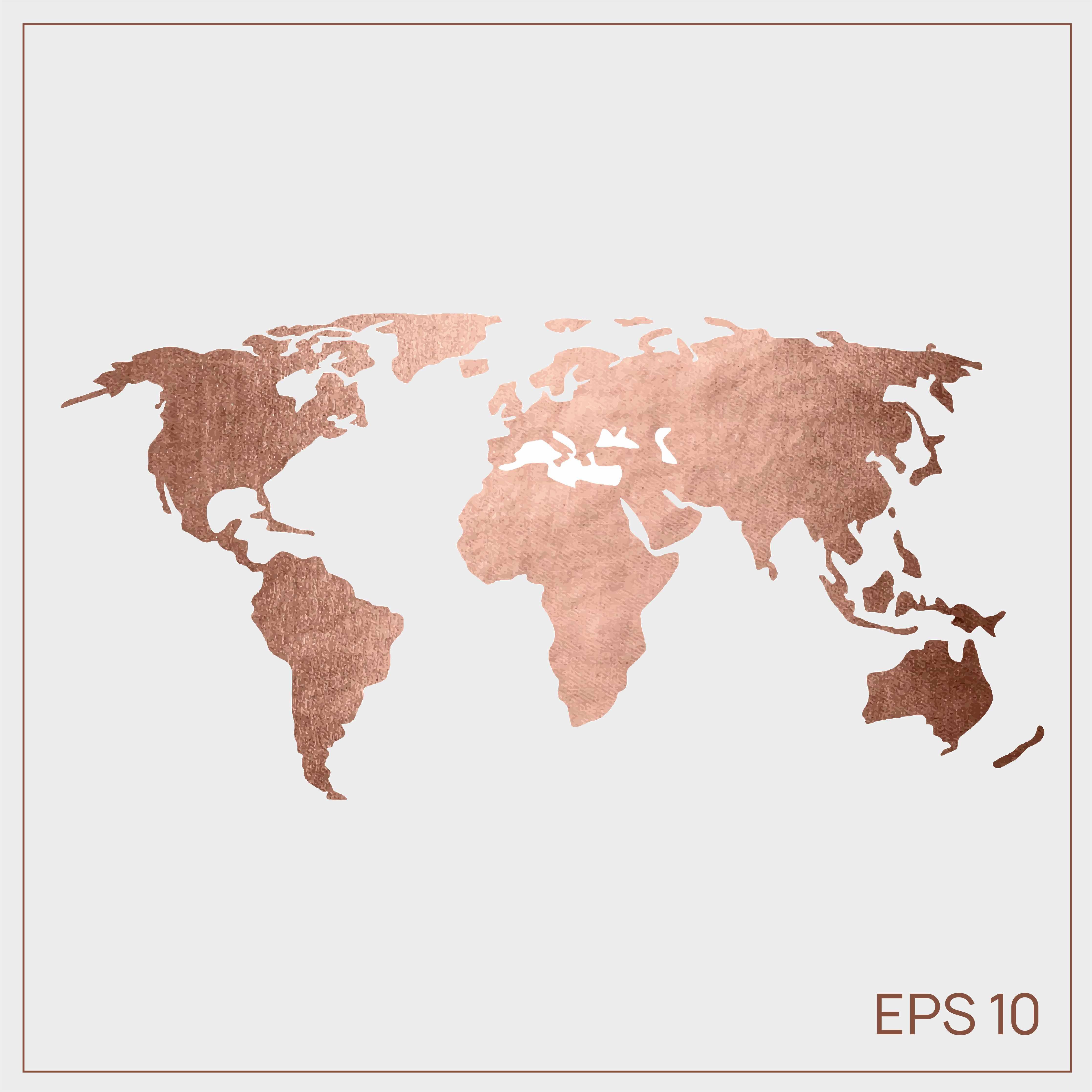 Wandverkleidung Bad-Roségold-Farbene Weltkarte EPS