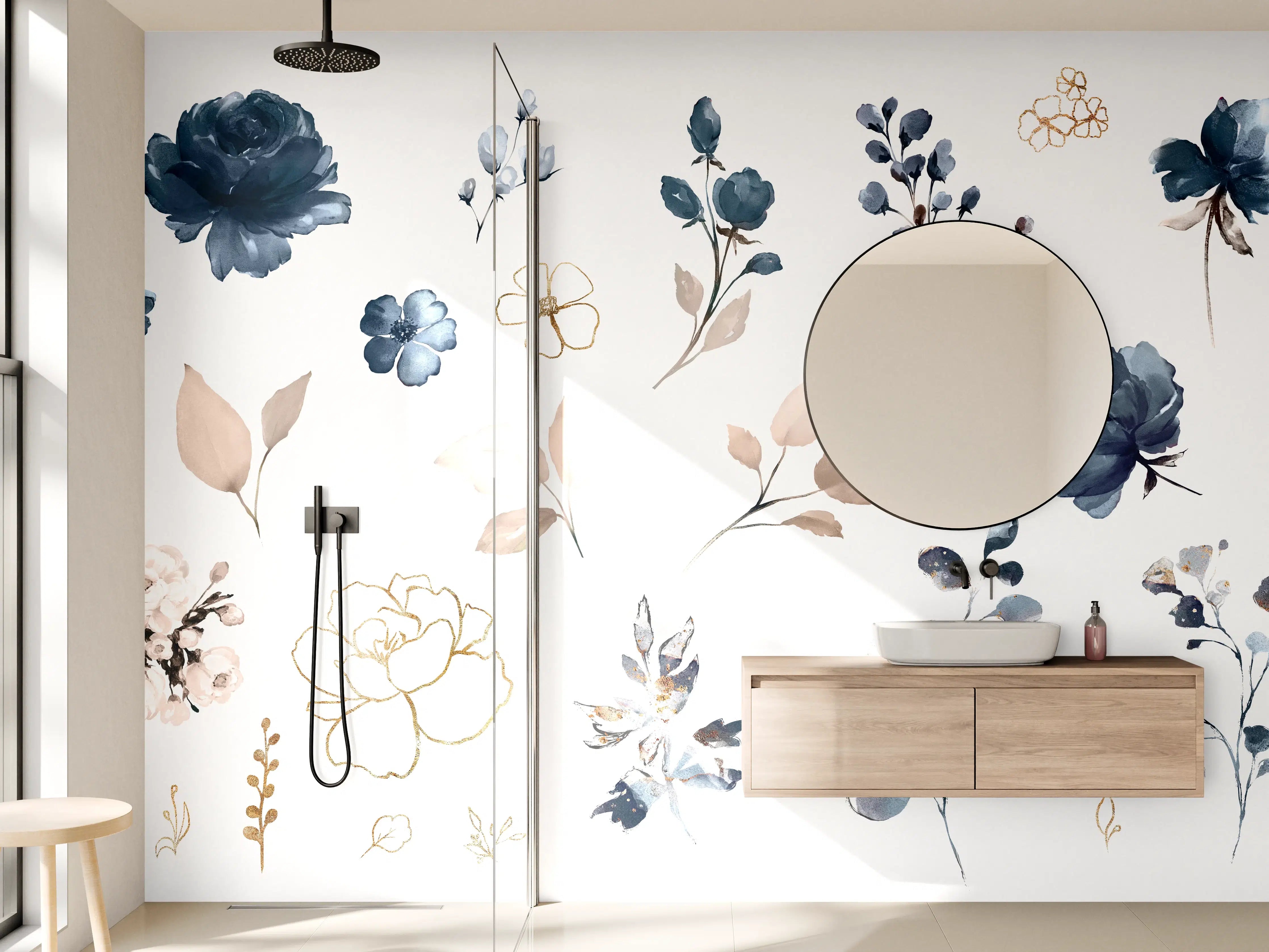 Wandverkleidung Bad - Rosen im Aquarell-Design