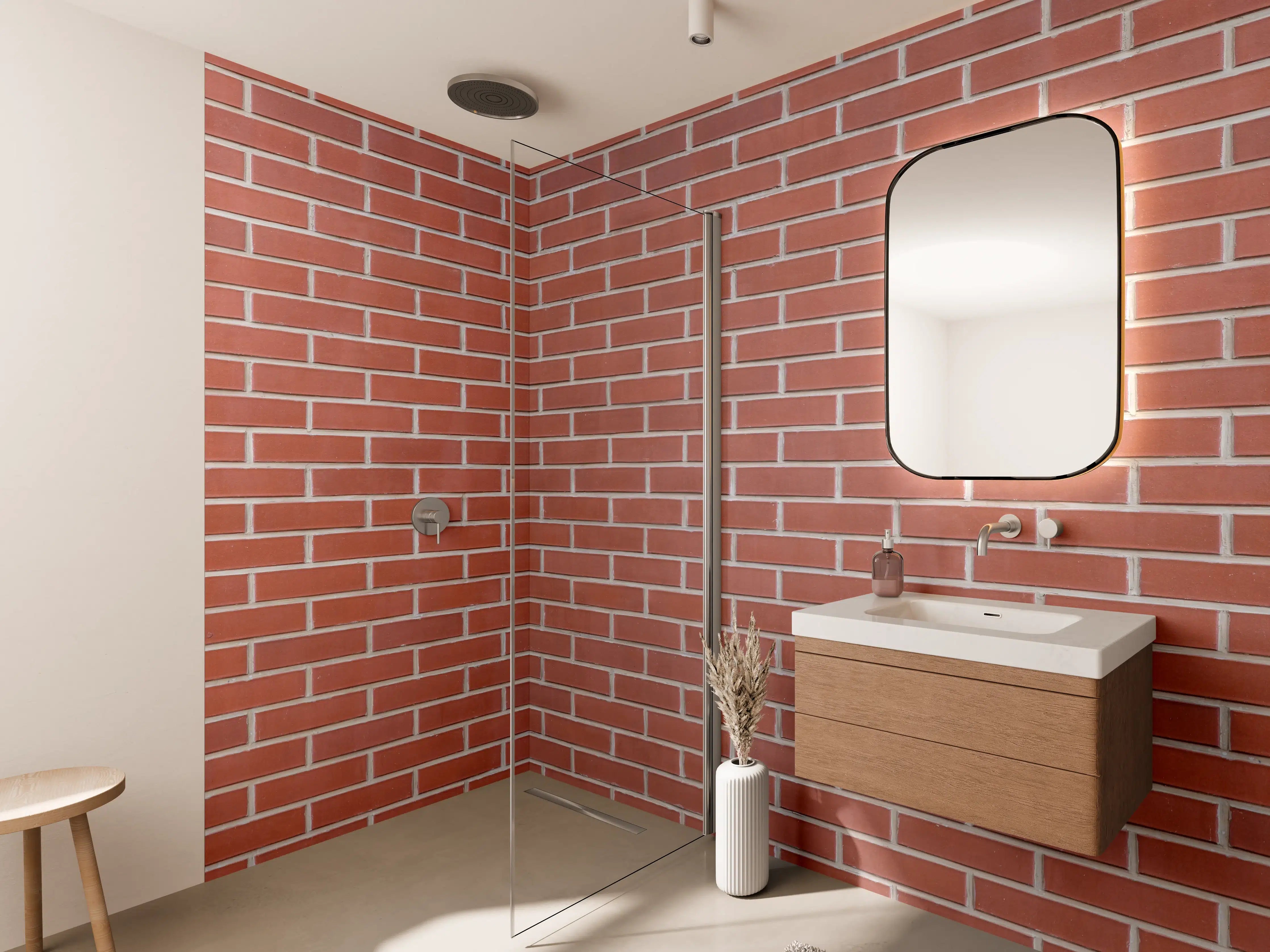 Wandverkleidung Bad - Rote Ziegelstein-Textur