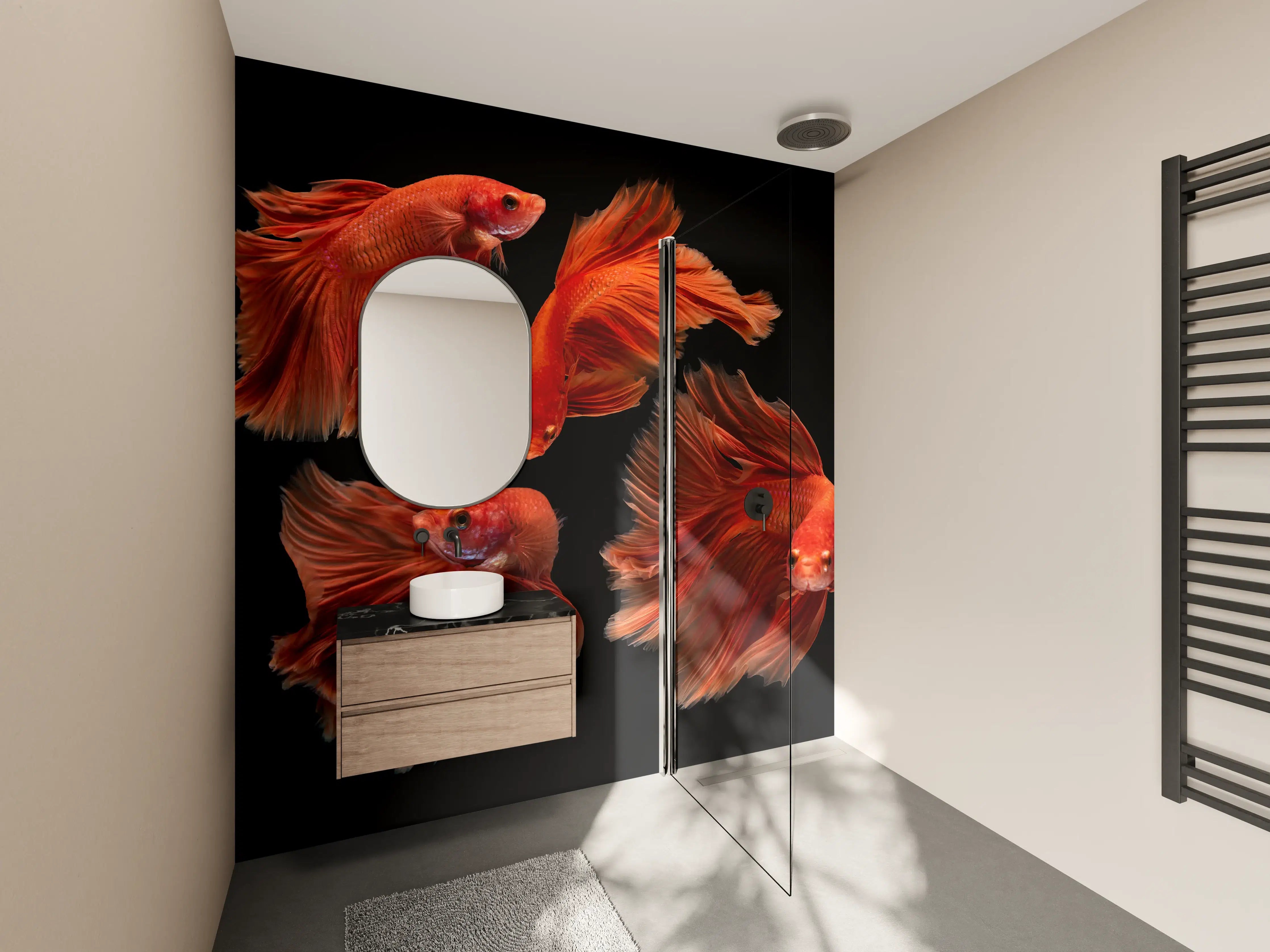 Wandverkleidung Bad - Roter Betta Fisch