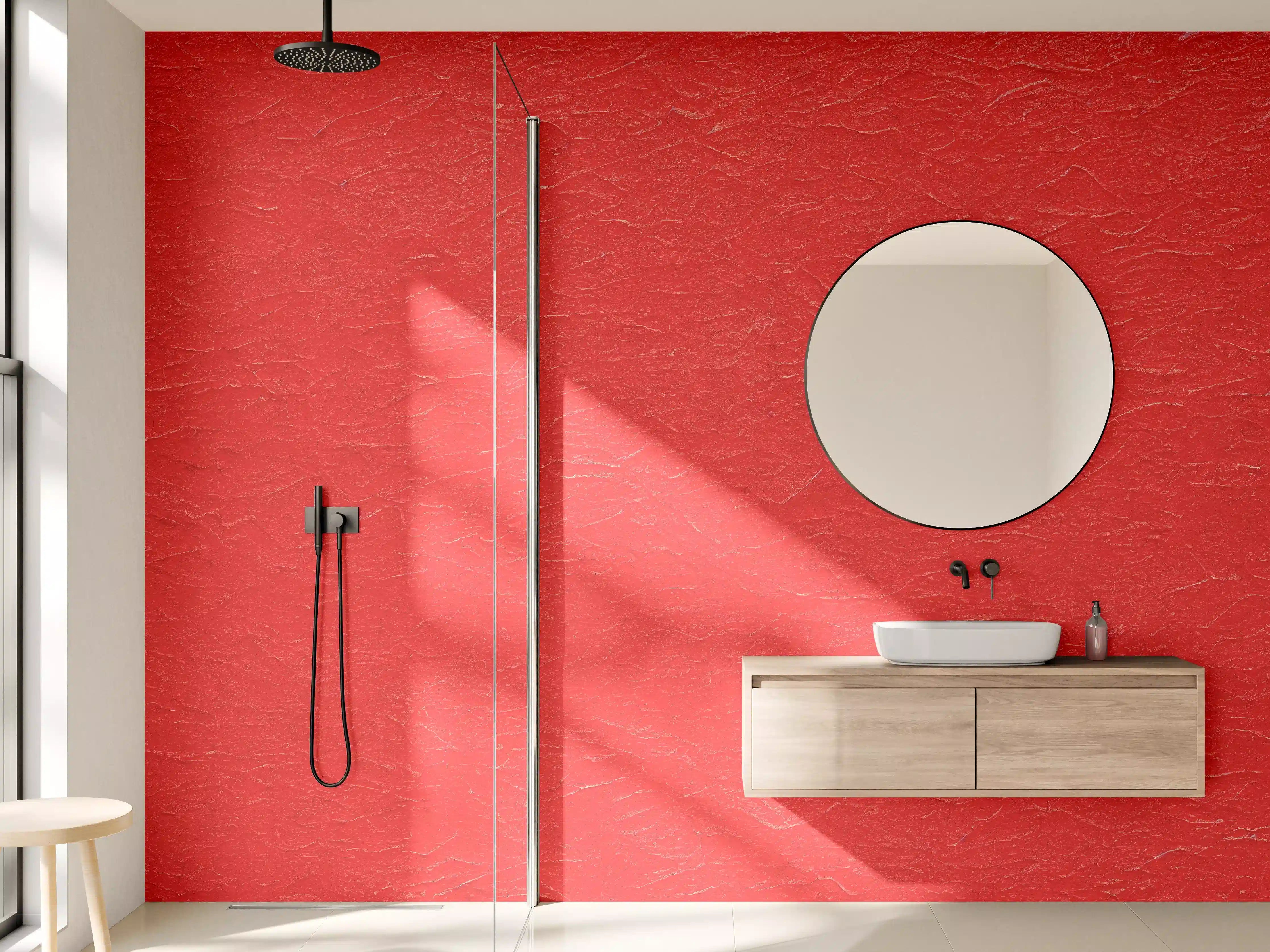 Wandverkleidung Bad - Rotes Wandmuster