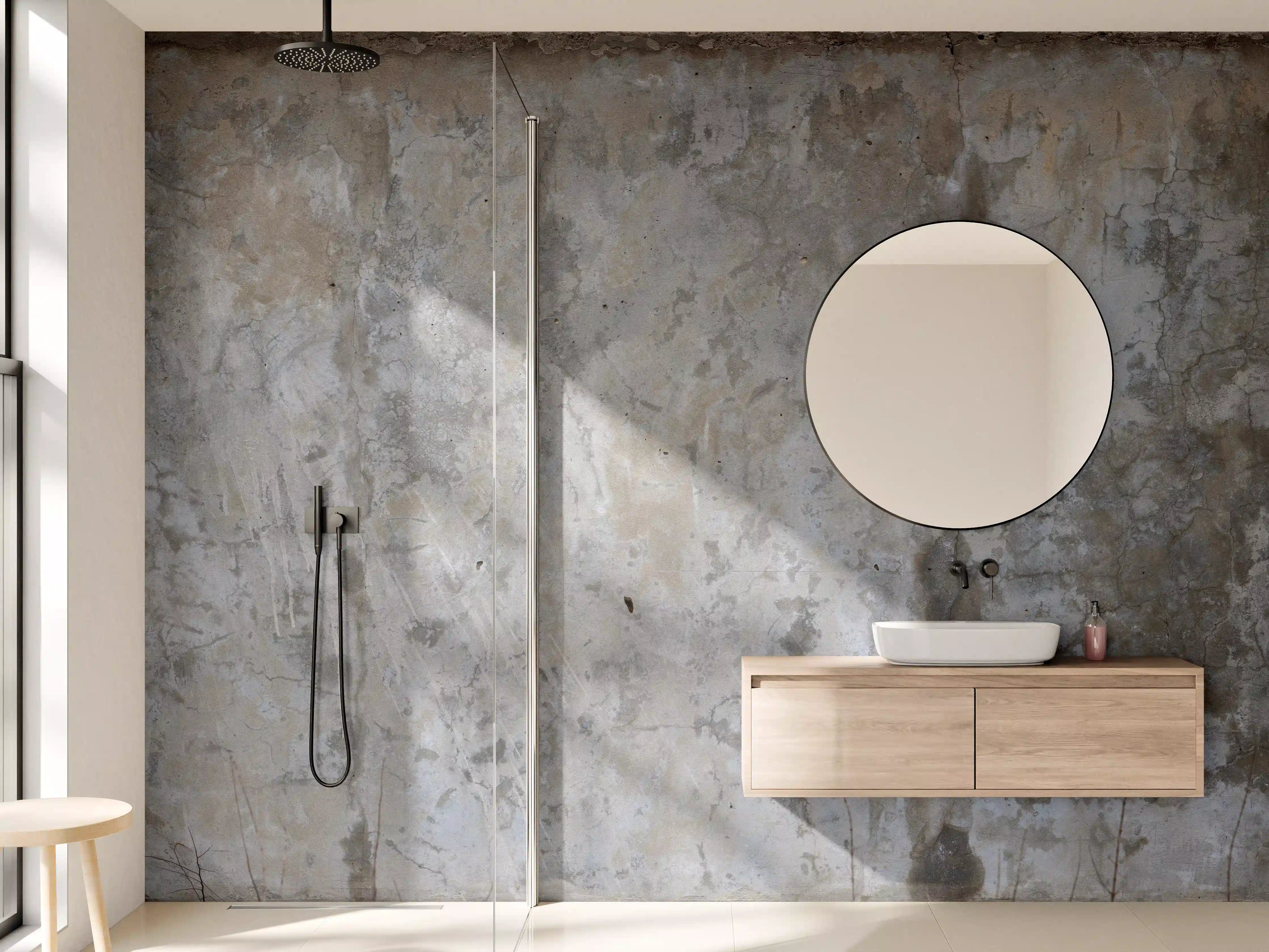 Wandverkleidung Bad - Rustikale Beton-Optik Wandgestaltung