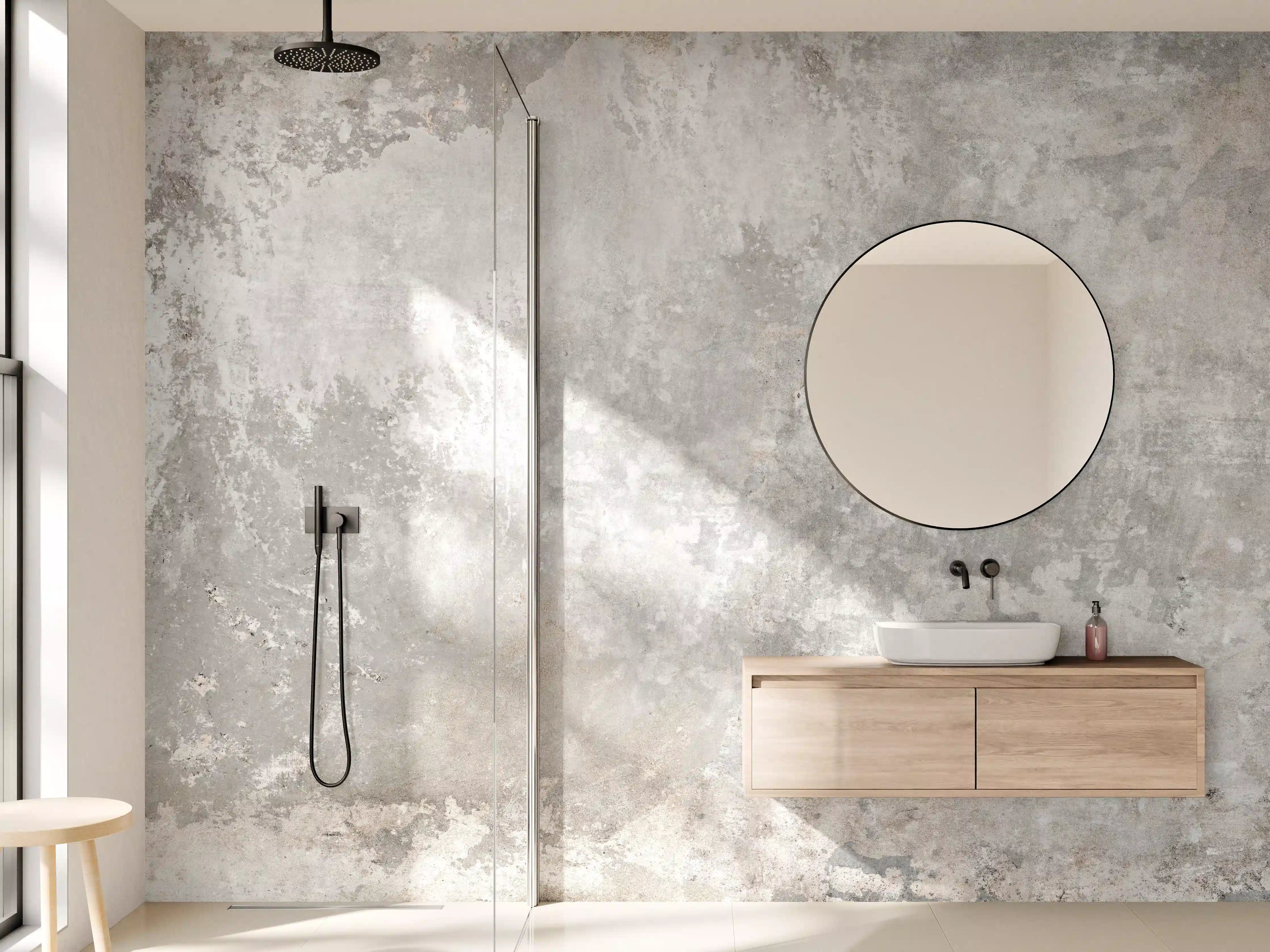 Wandverkleidung Bad - Rustikale Betonoptik mit texturierter Oberfläche