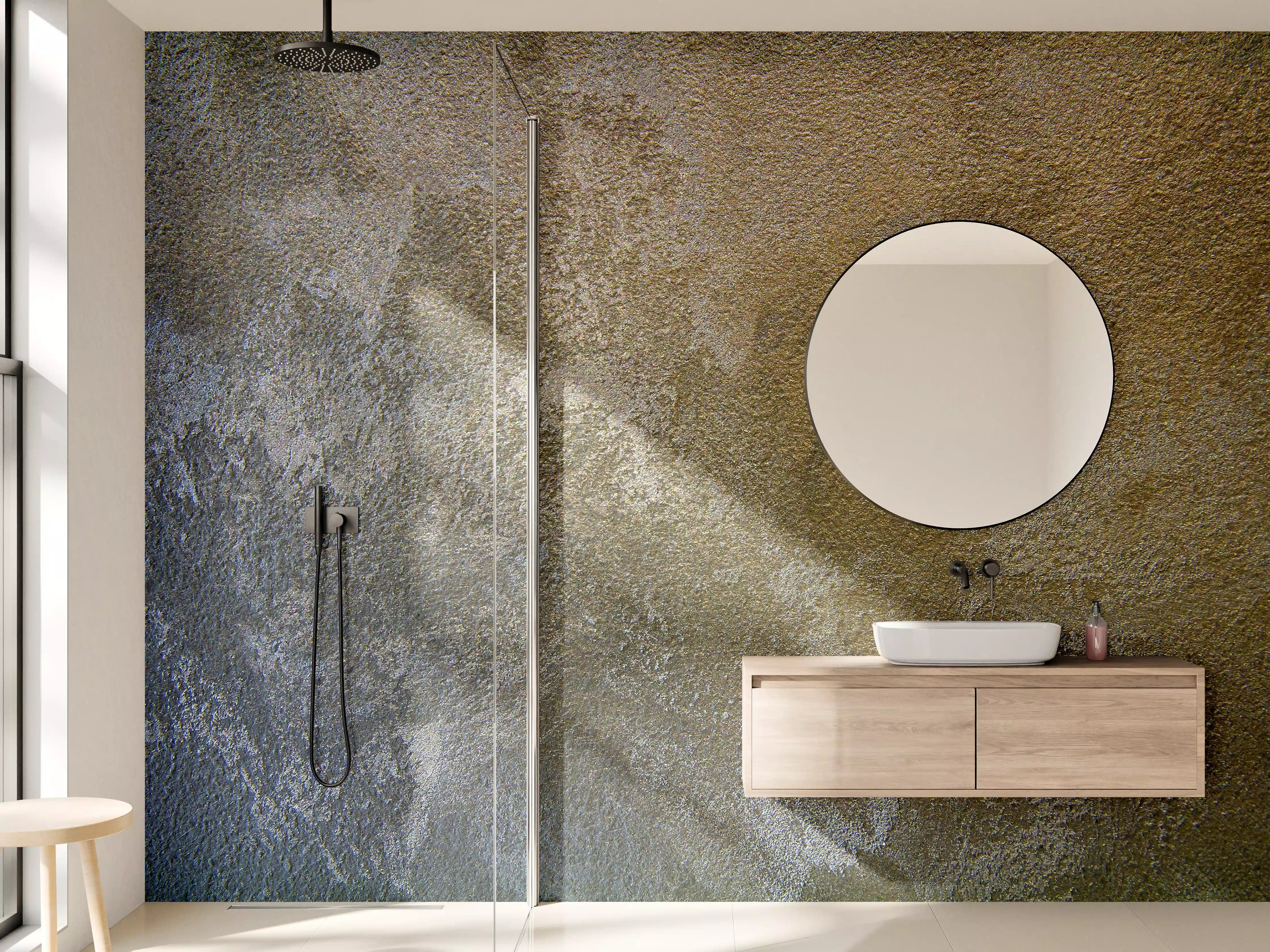 Wandverkleidung Bad - Rustikale Betonwand mit Erdtönen