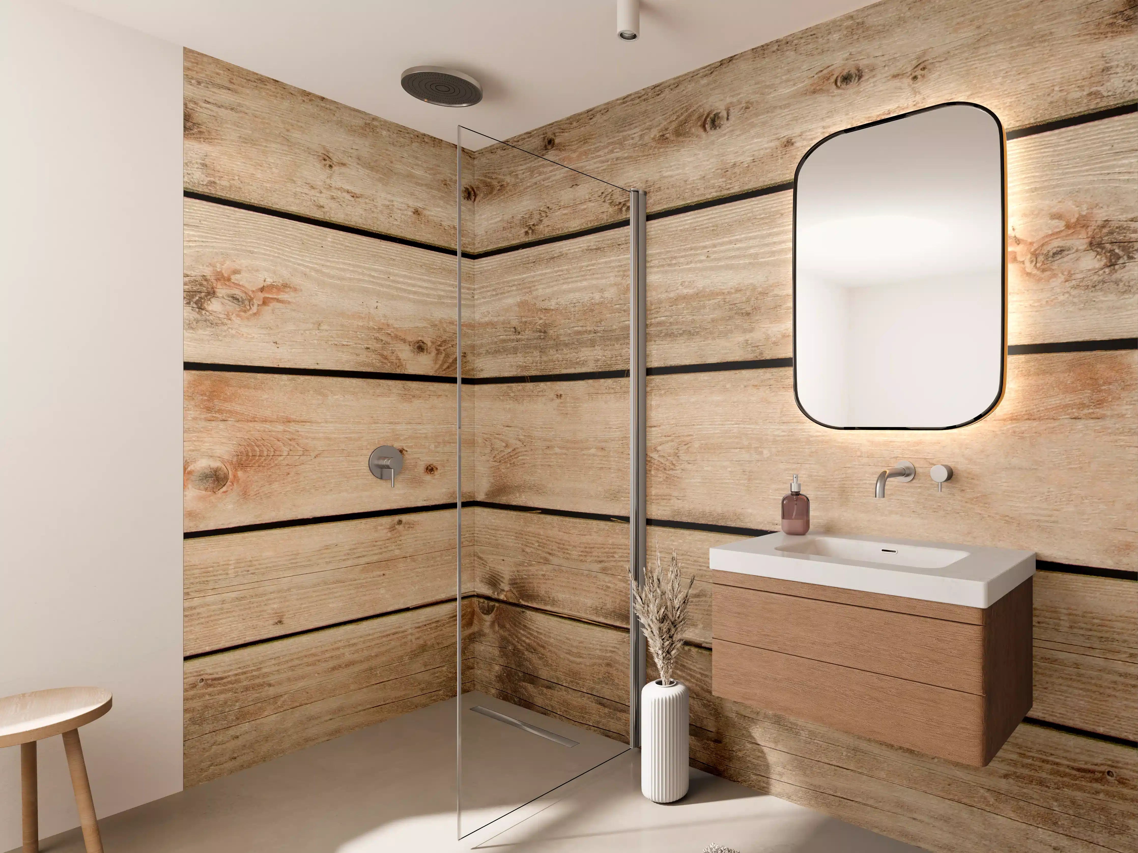 Wandverkleidung Bad - Rustikale Braun-Holz-Textur