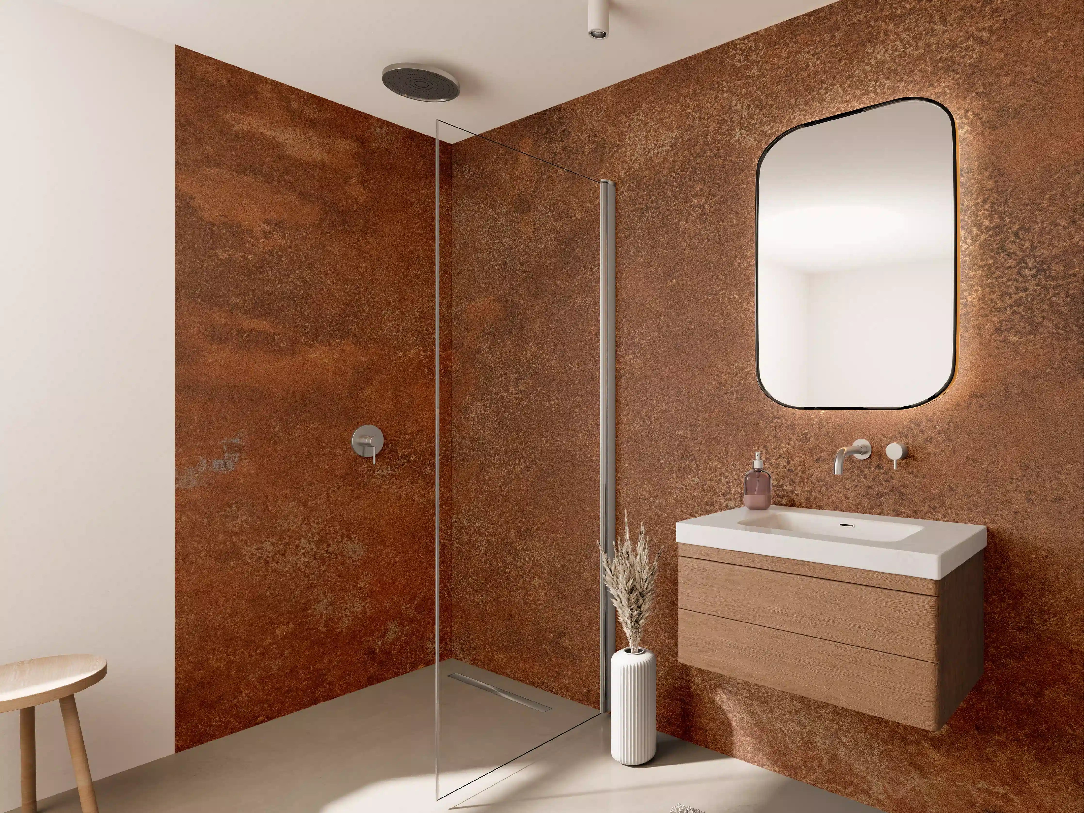 Wandverkleidung Bad - Rustikale Bronze-Textur