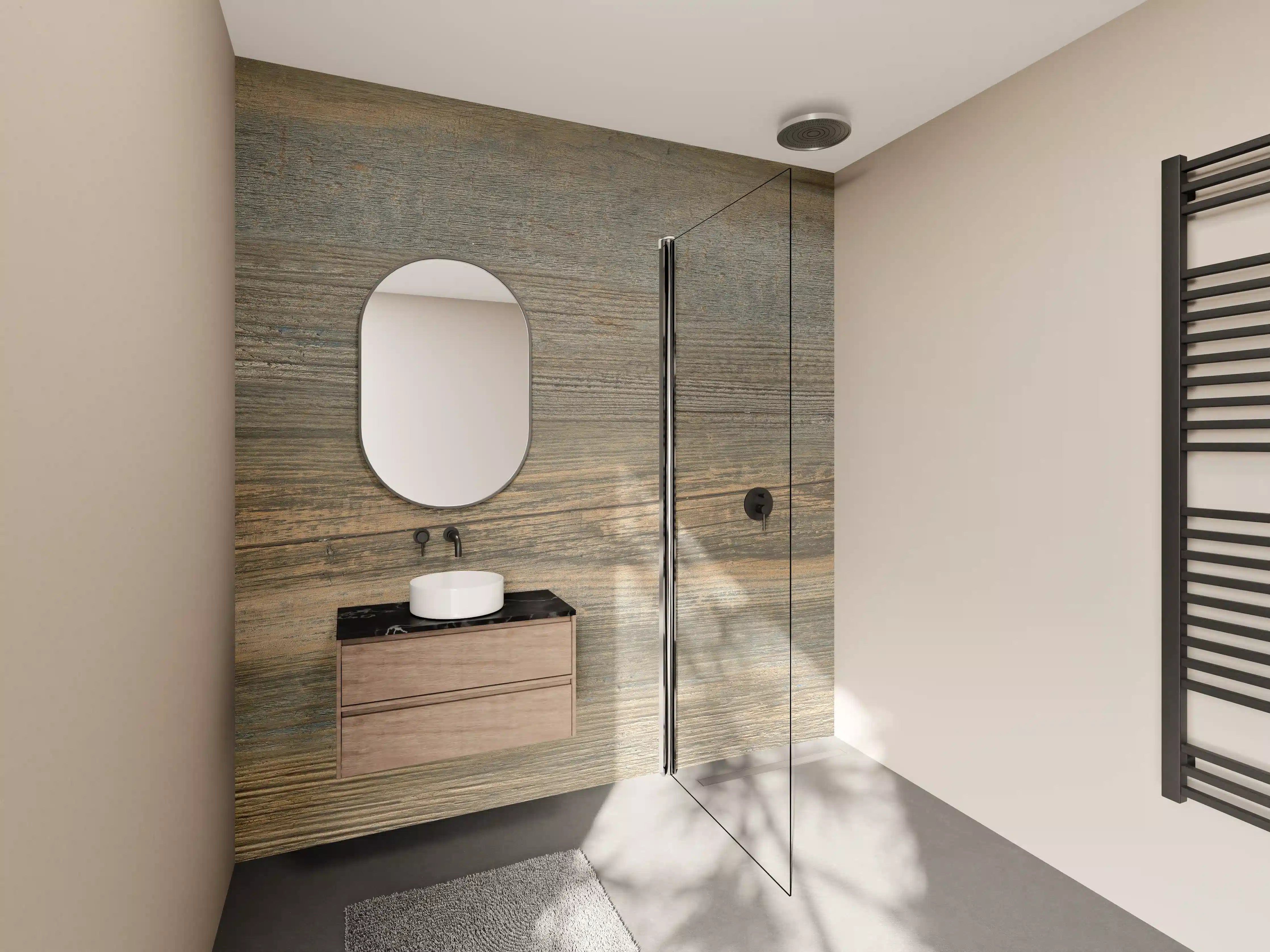 Wandverkleidung Bad - Rustikale Holzoptik in Grau und Braun