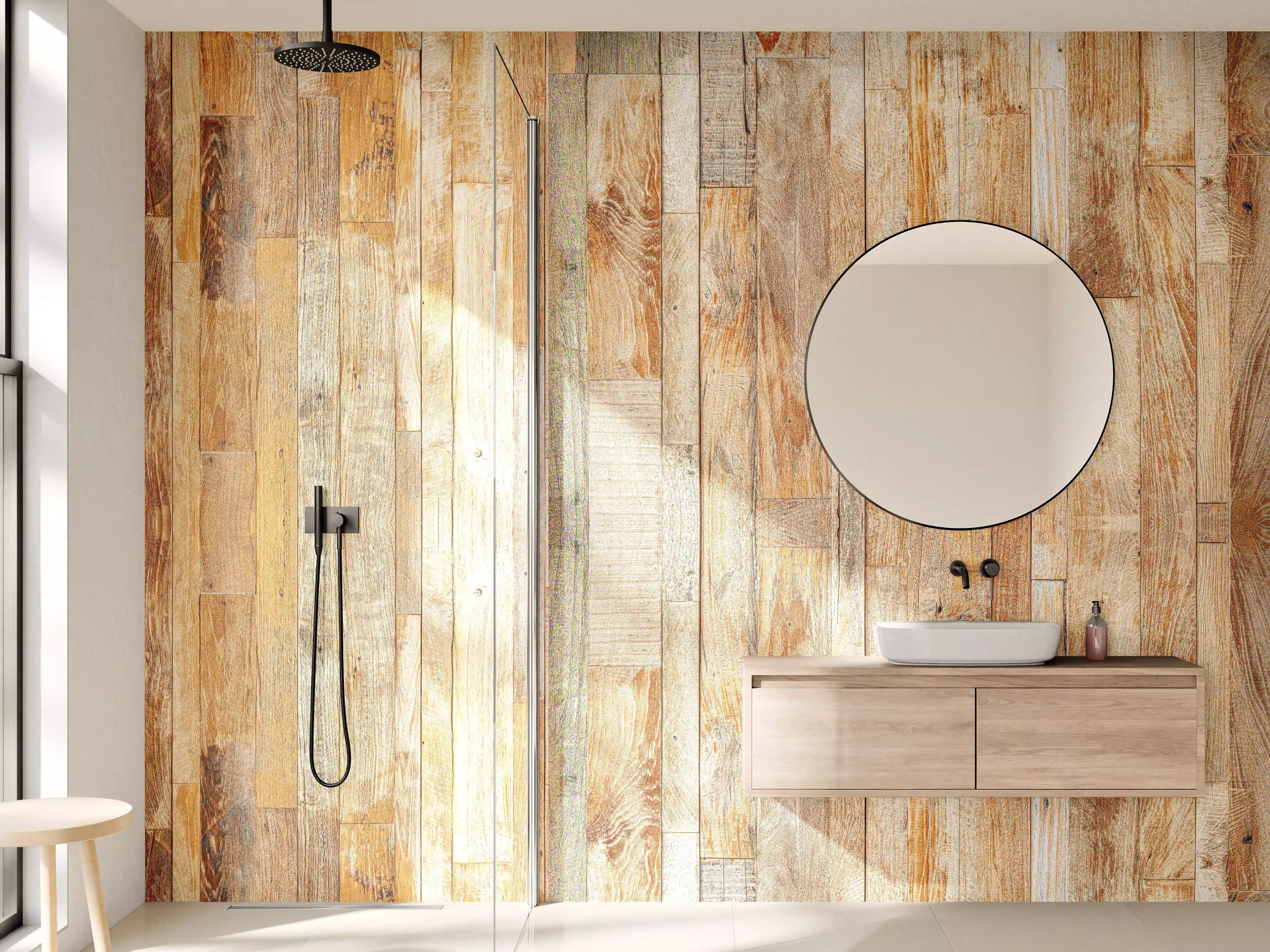 Wandverkleidung Bad - Rustikale Holzoptik naturnah