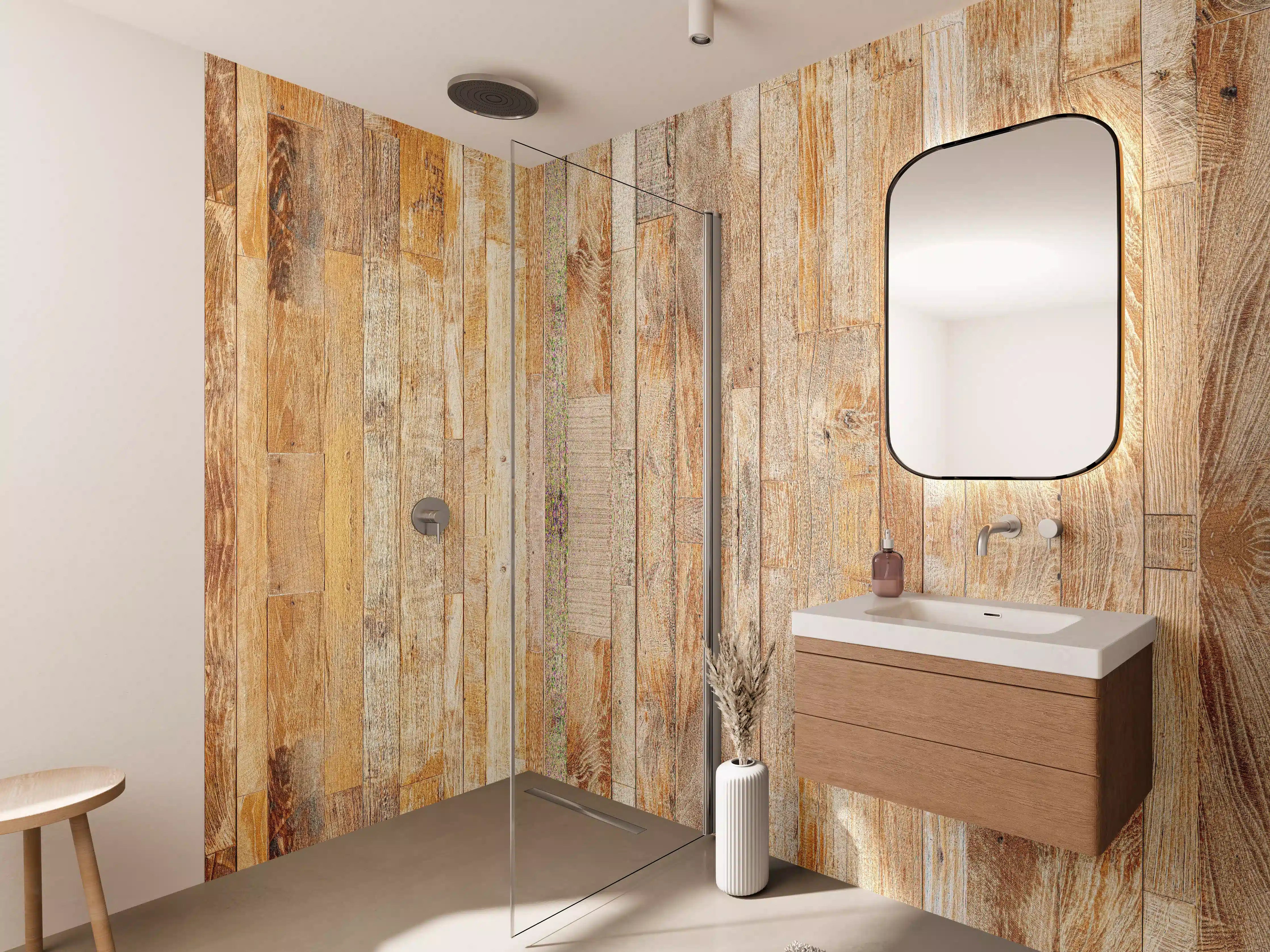 Wandverkleidung Bad - Rustikale Holzoptik naturnah
