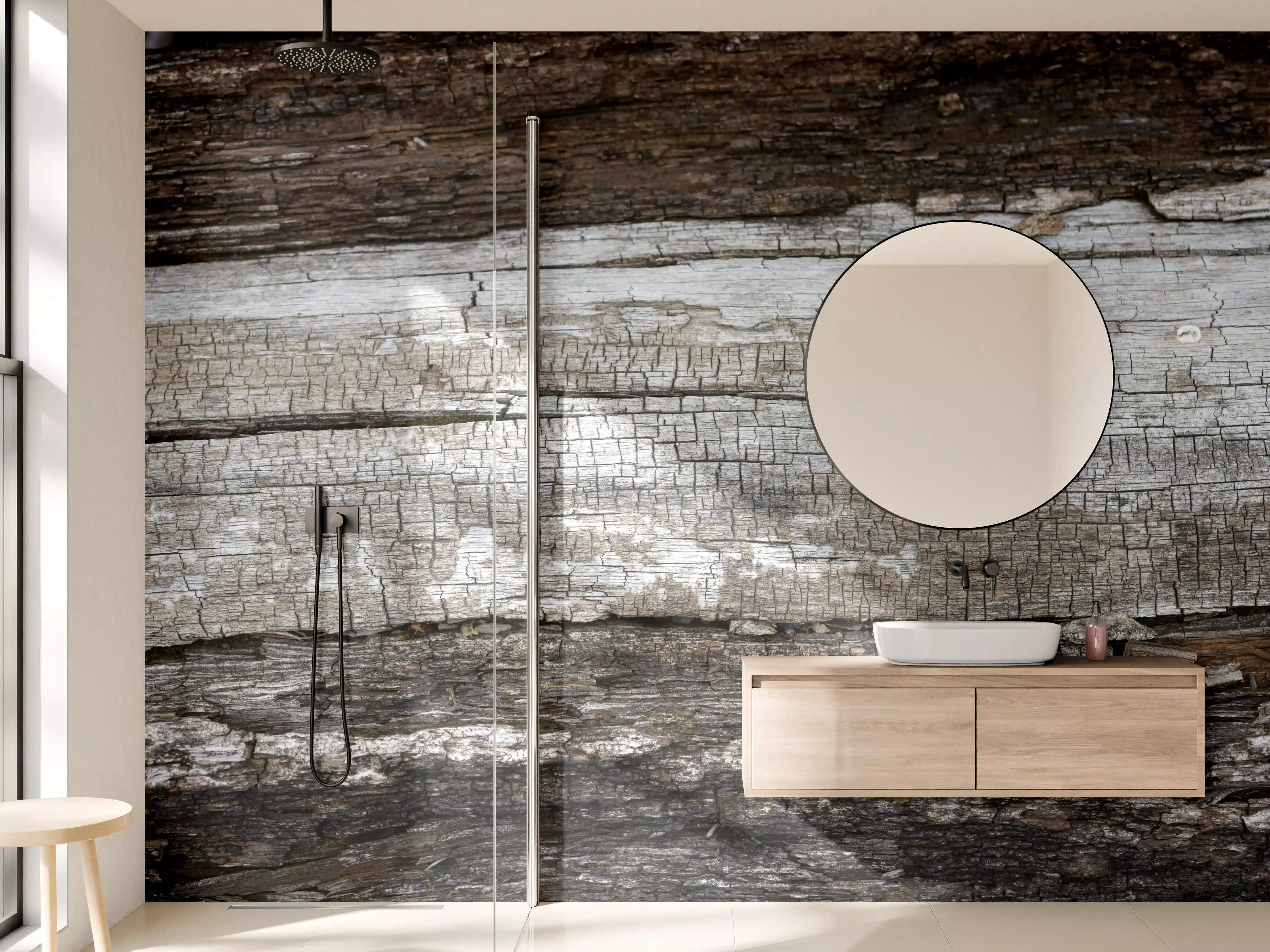 Wandverkleidung Bad - Rustikale Holzstruktur mit Patina