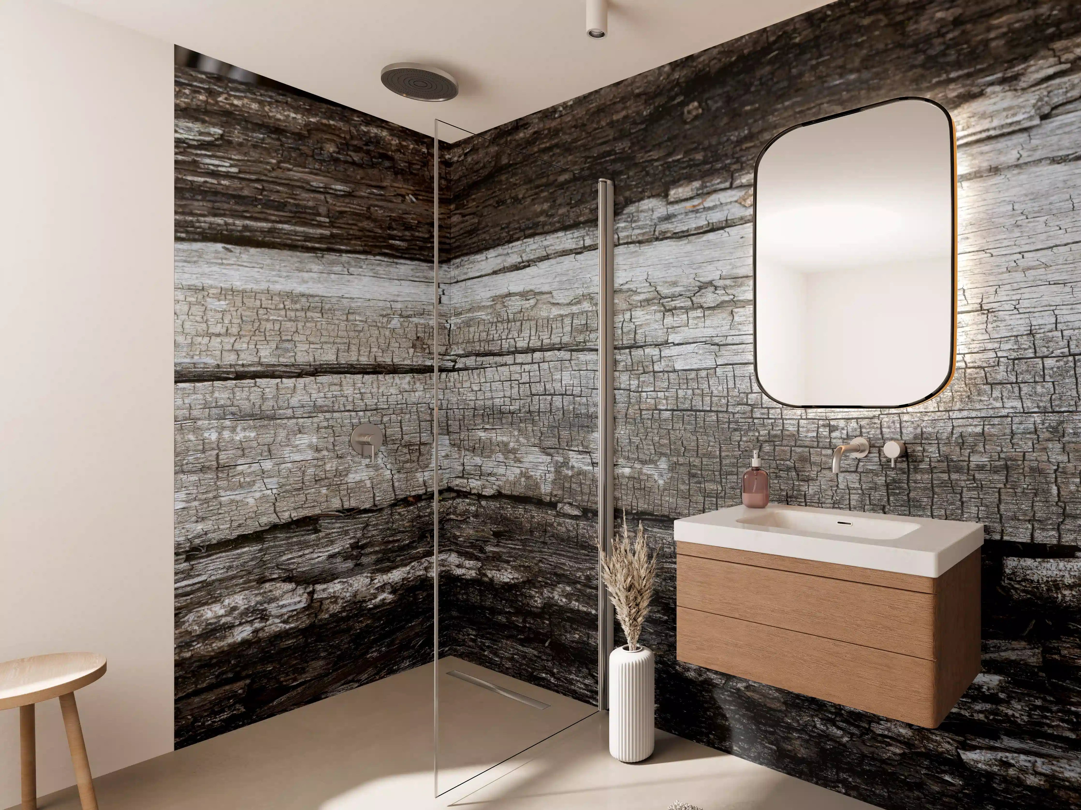 Wandverkleidung Bad - Rustikale Holzstruktur mit Patina