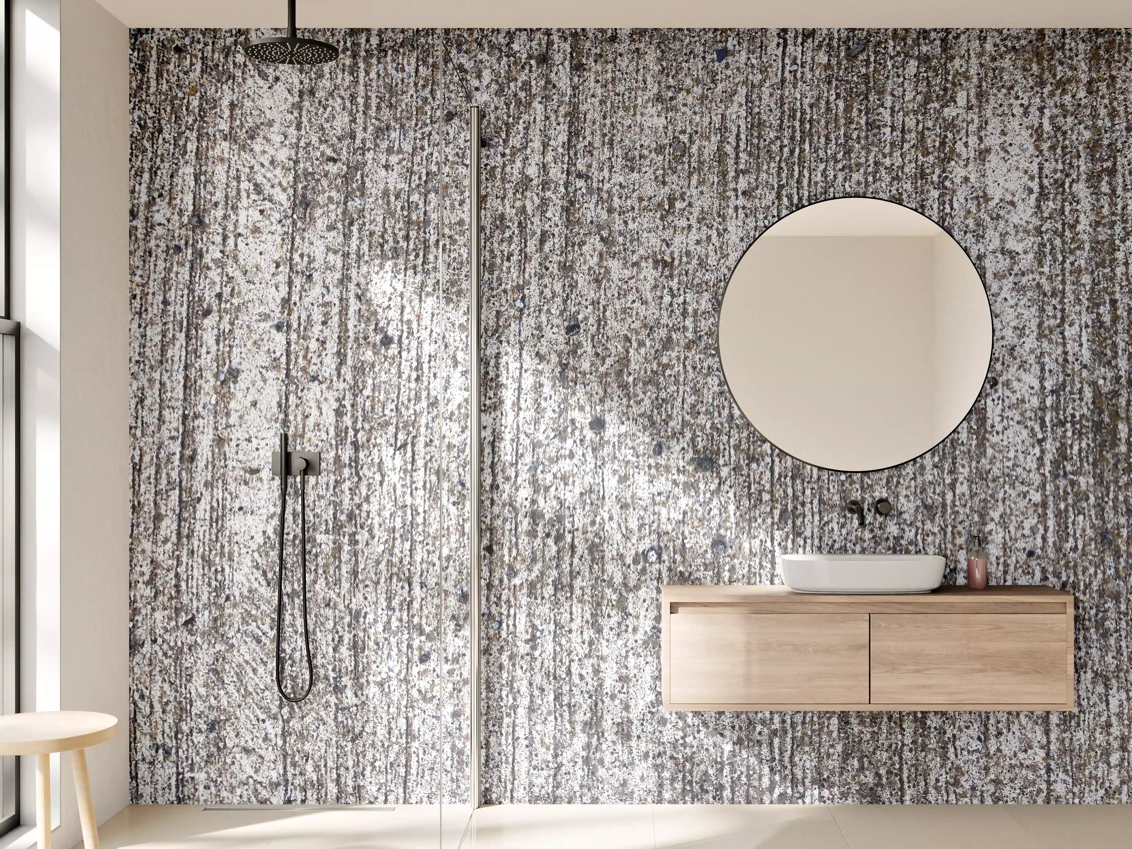 Wandverkleidung Bad - Rustikale Holzstruktur mit grauen Tönen