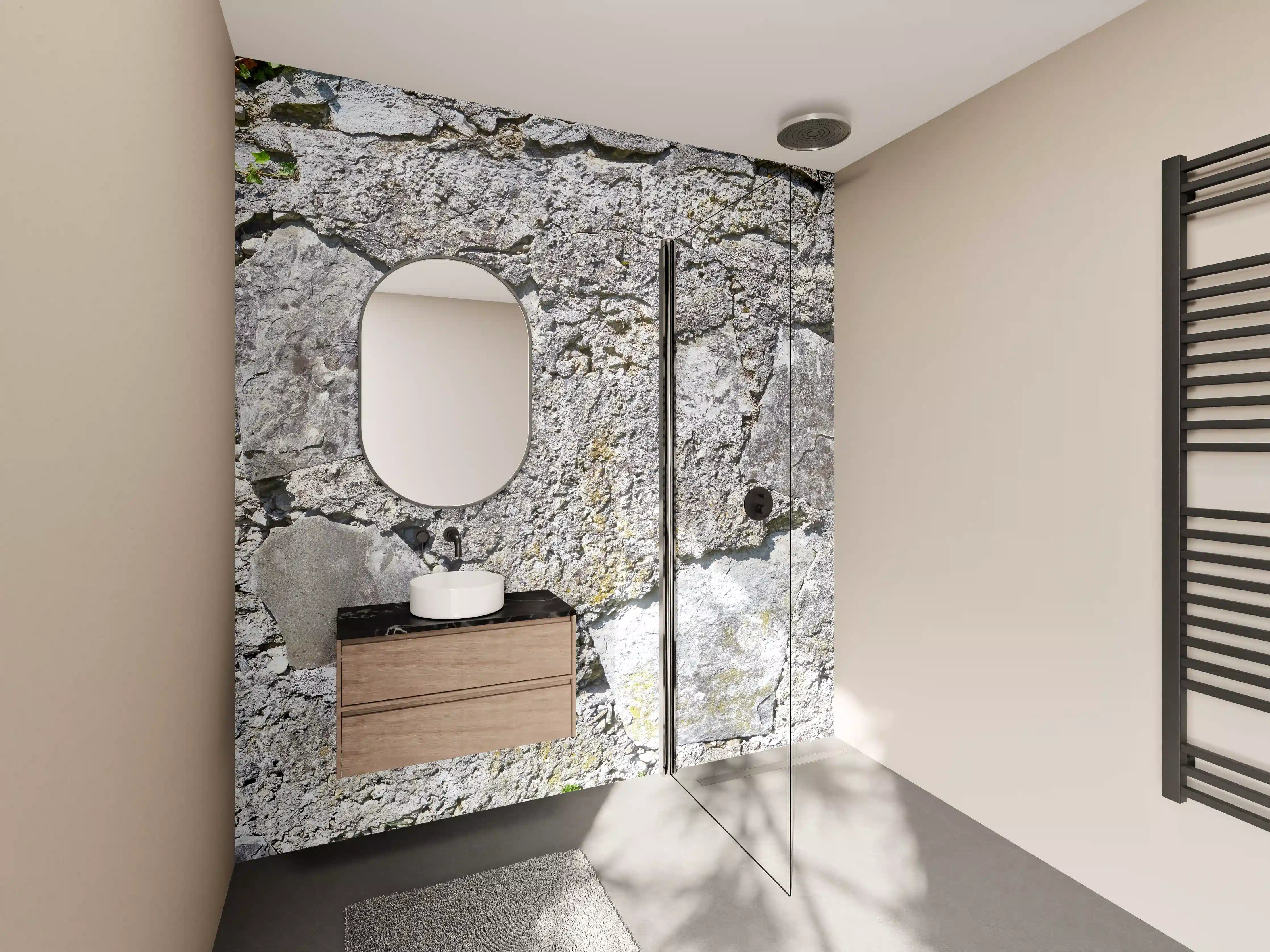 Wandverkleidung Bad - Rustikale Schiefermauer
