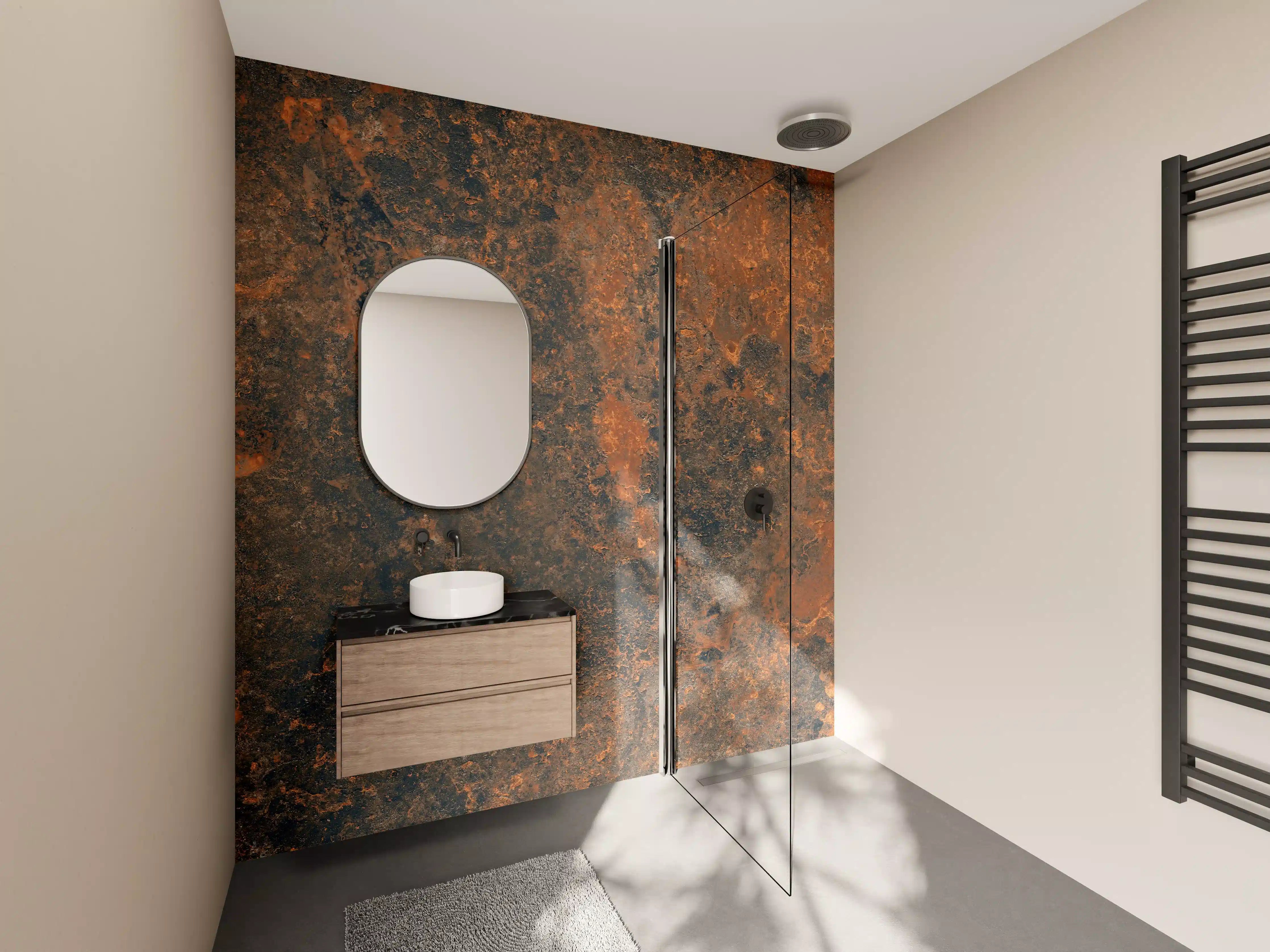 Wandverkleidung Bad - Rustikales Metall Tesxtur