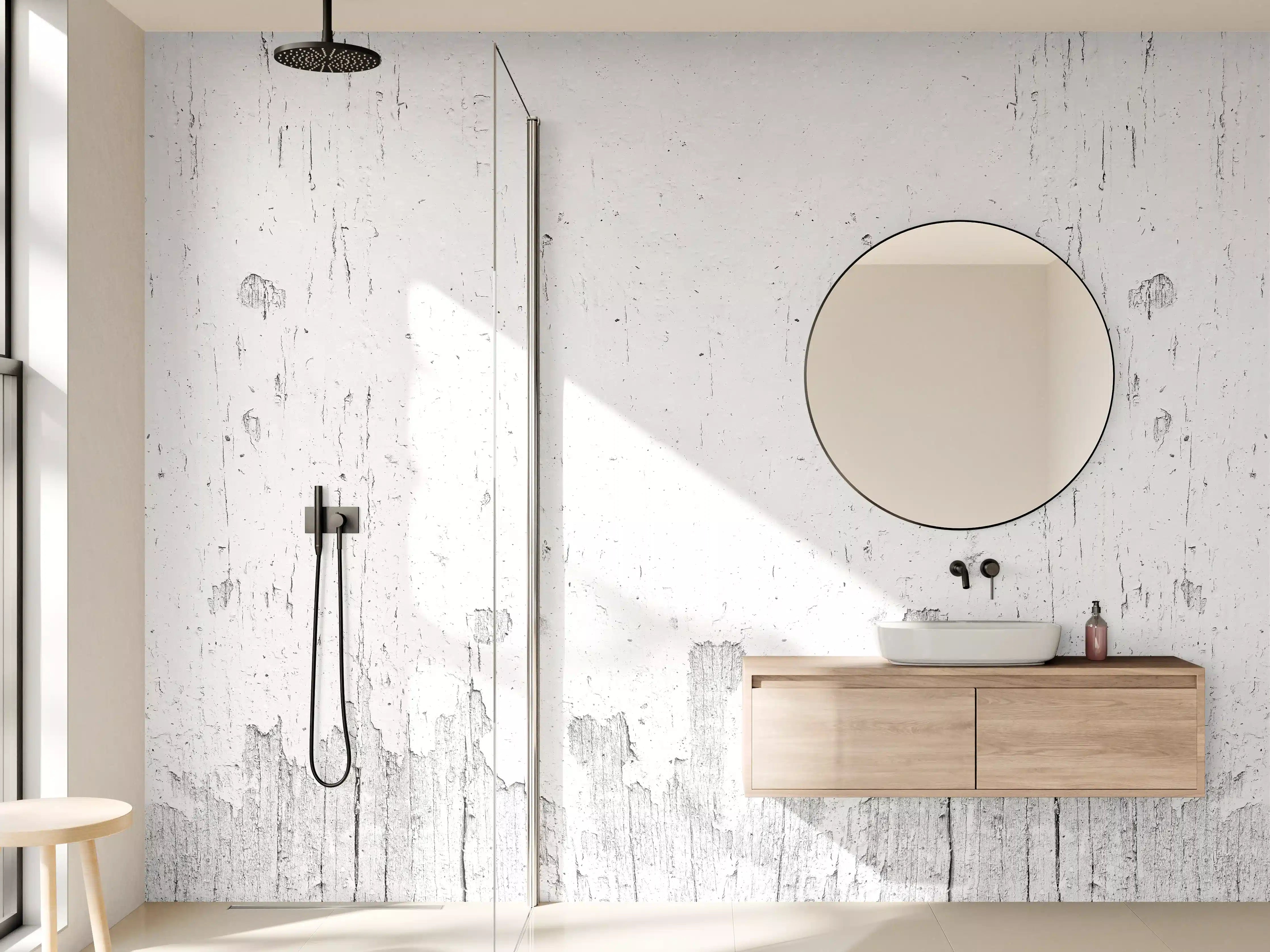 Wandverkleidung Bad - Rustikales weiß lackiertes Holz