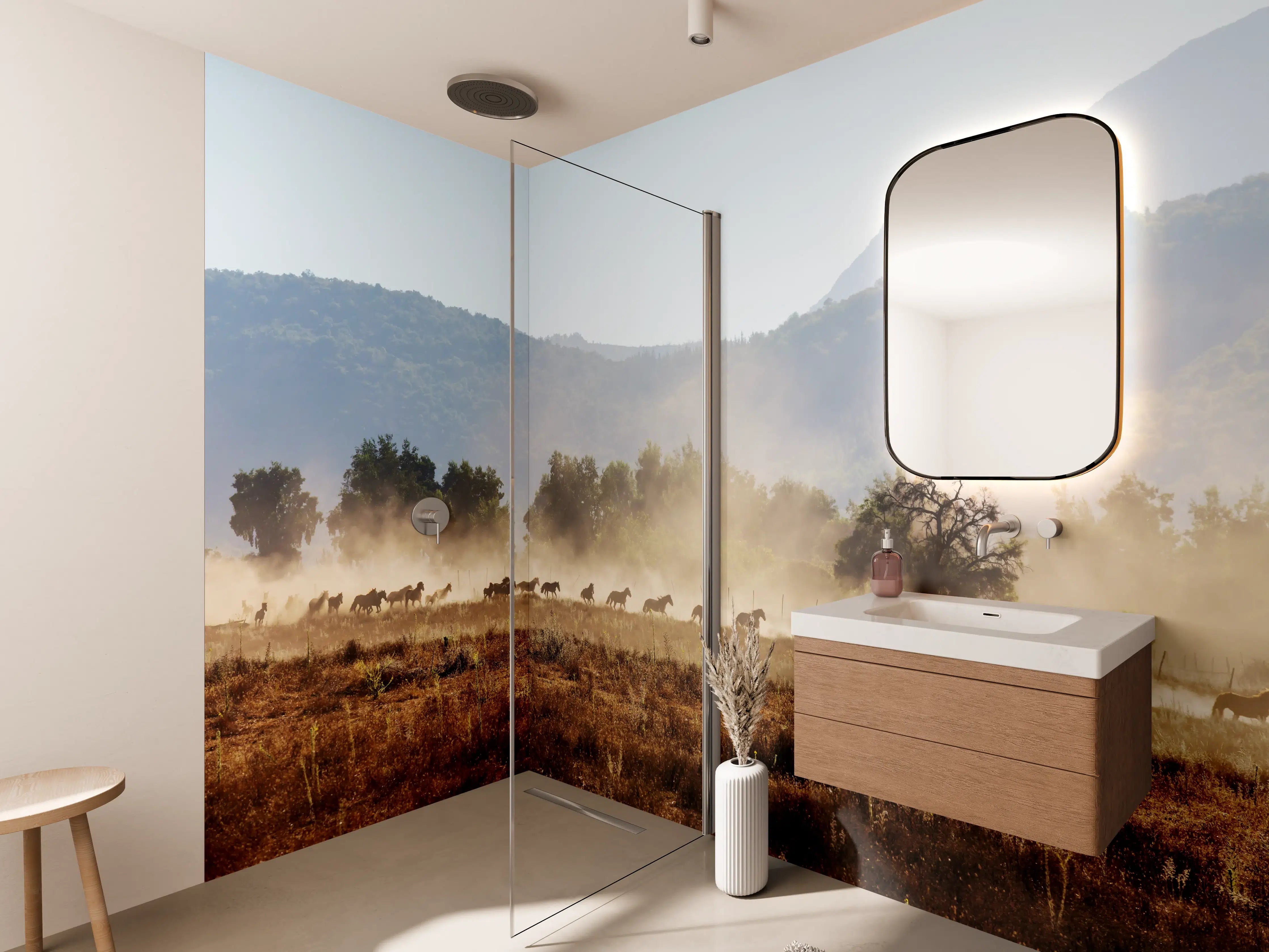 Wandverkleidung Bad - Safari-Landschaft mit Herde
